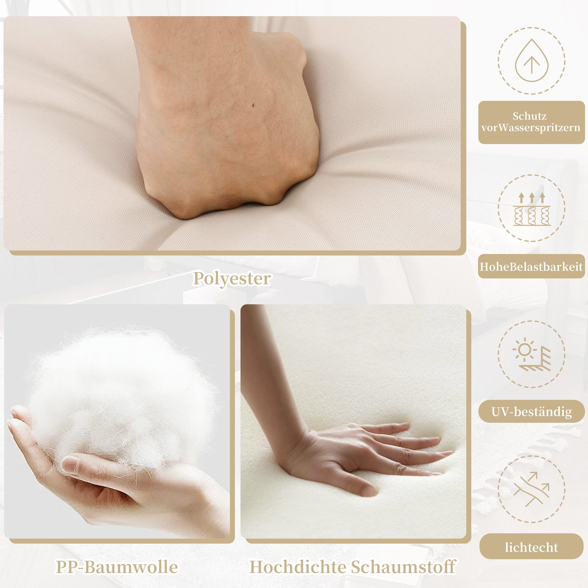 Merax Gartenlounge-Set aus Akazienholz und geflochtenen Seilen, (4-tlg., Sitzgruppe Gartengarnitur Balkonmöbel), 5-Sitzer Gartenmöbel-Set mit 2 2-Sitzer-Sofa, Ecksofa & Couchtisch