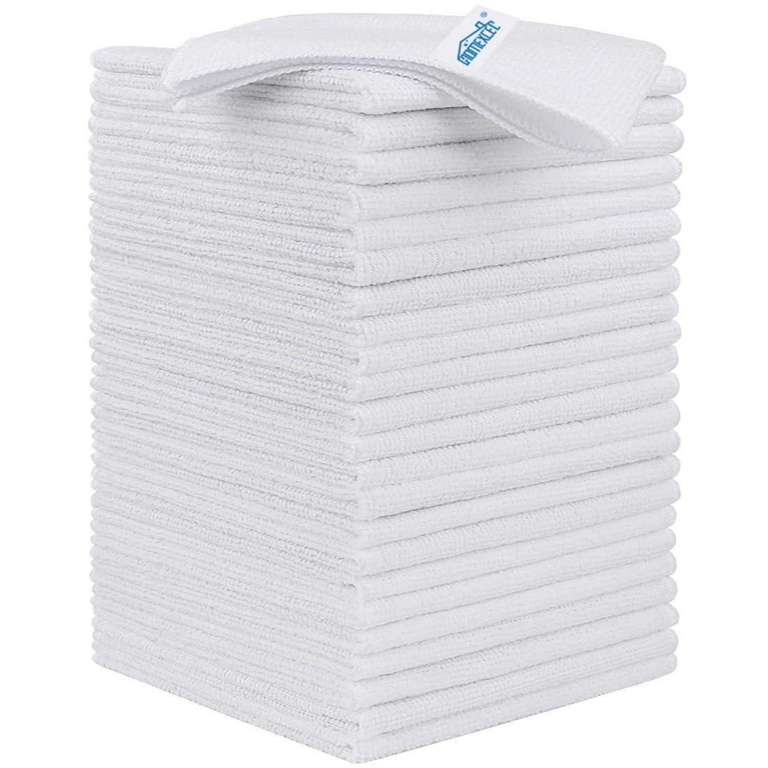 LuxusKollektion Mikrofasertücher Putzlappen Reinigungstücher 30x30cm 24 Stück Weiß Mikrofasertuch
