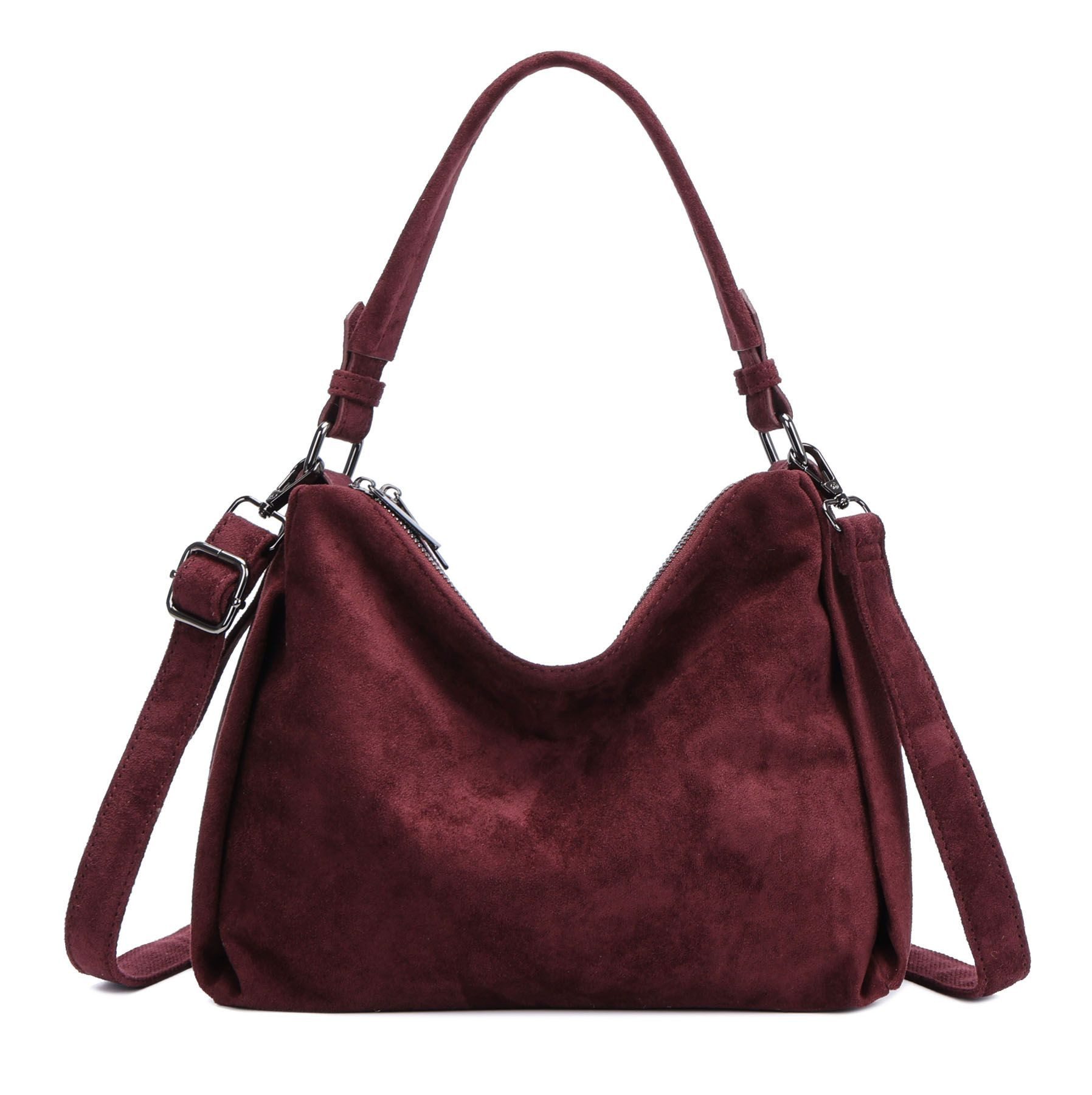 ITALYSHOP24 Schultertasche DAMEN TASCHE SHOPPER Umhängetasche Crossover Hobo Bag Leder Optik (Spar-Set: Tasche mit 2 Gürtel. Zusatz Stoffgurt/Umhängeband, mit Schultergurt), Henkeltasche Reisetasche Crossbag für Büro Freizeit Urlaub BodyBag