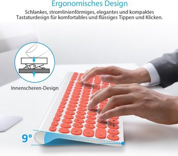 LeadsaiL kabelloses ergonomische Tastatur- und Maus-Set, deutsches QWERTZ-Layout, leise Tastatur-und Maustasten MacOS PC Laptop