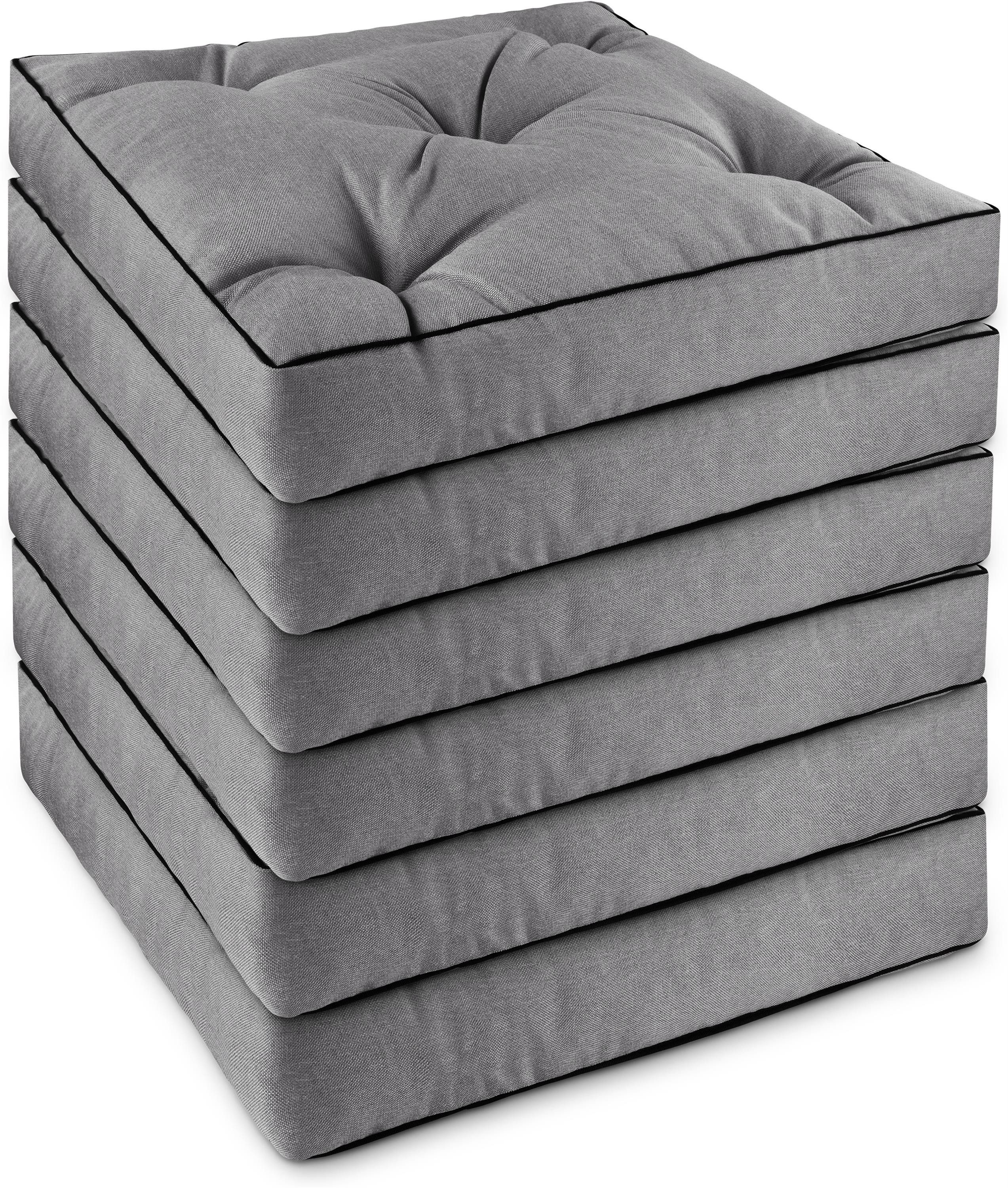 Aspero Sitzauflage 6 Stuhlkissen 50x50 cm Valletta, Gepolsterte Outdoor Auflage mit Steppung