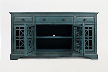 Livin Hill Kommode Avola, Antikblaue Farbe, 3 Regalfächer, 3 Schubladen, 4 Türen