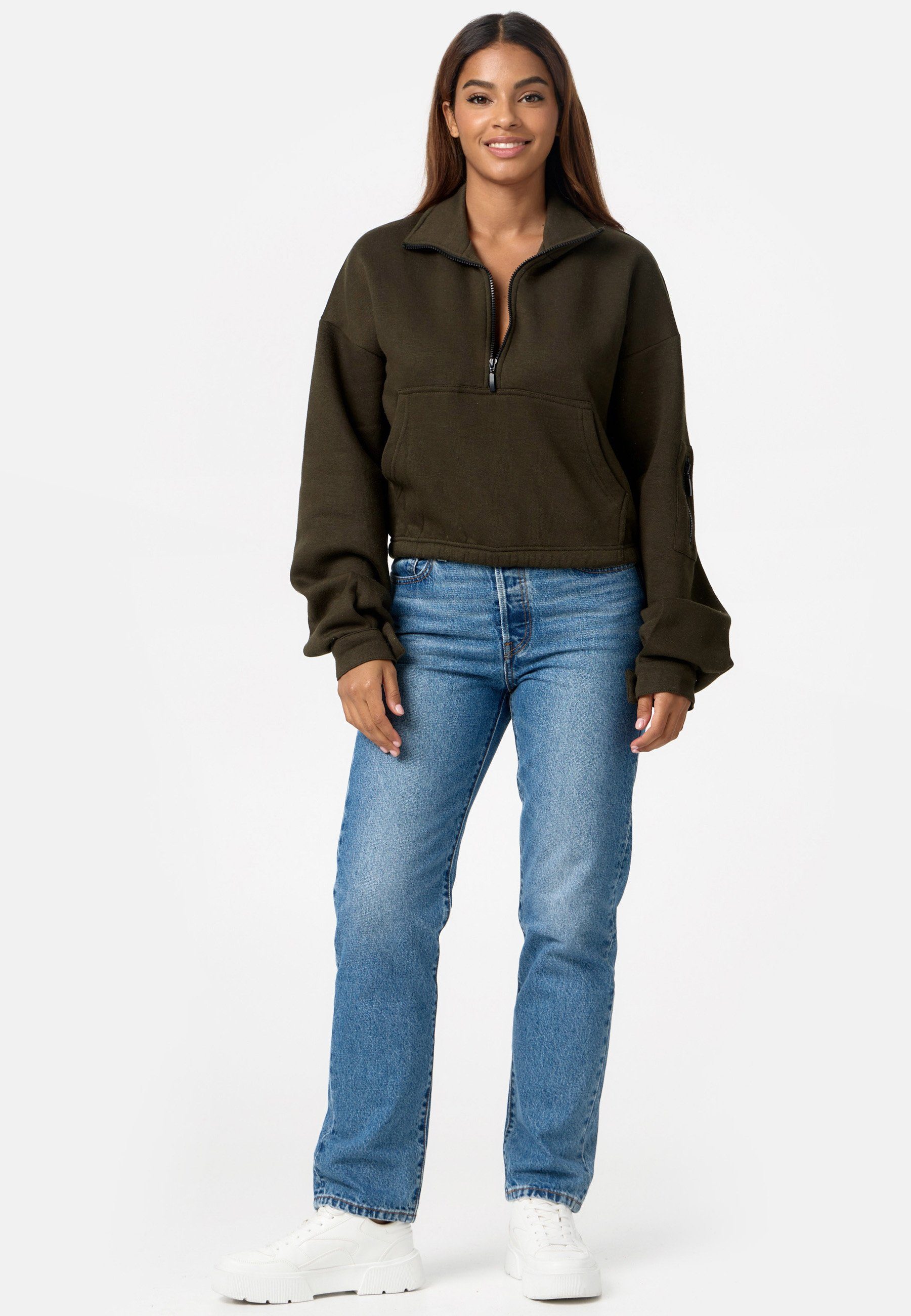 Worldclassca Sweatshirt Worldclassca Oversized Basic Sweatshirt Zipper Lang günstig online kaufen