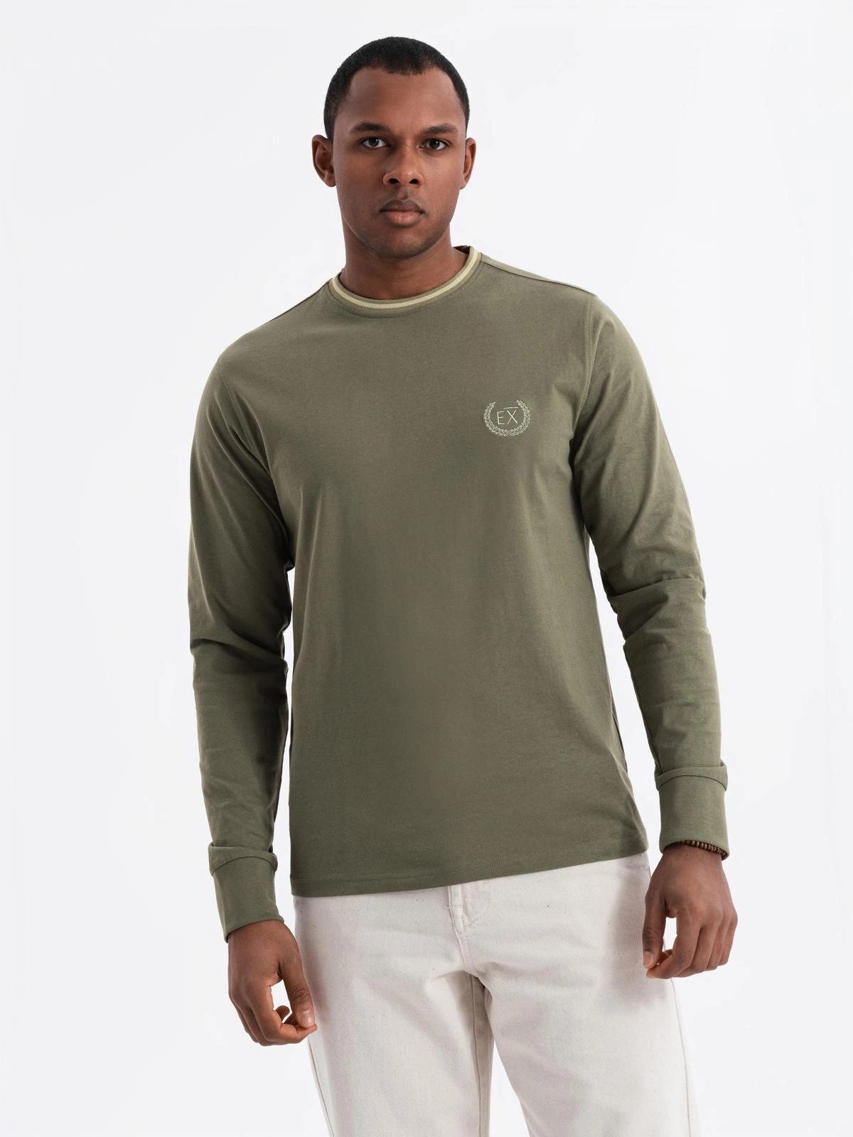 OMBRE Longsleeve Longsleeve aus Baumwolle mit U-Streifen-Ausschnitt und Sti günstig online kaufen