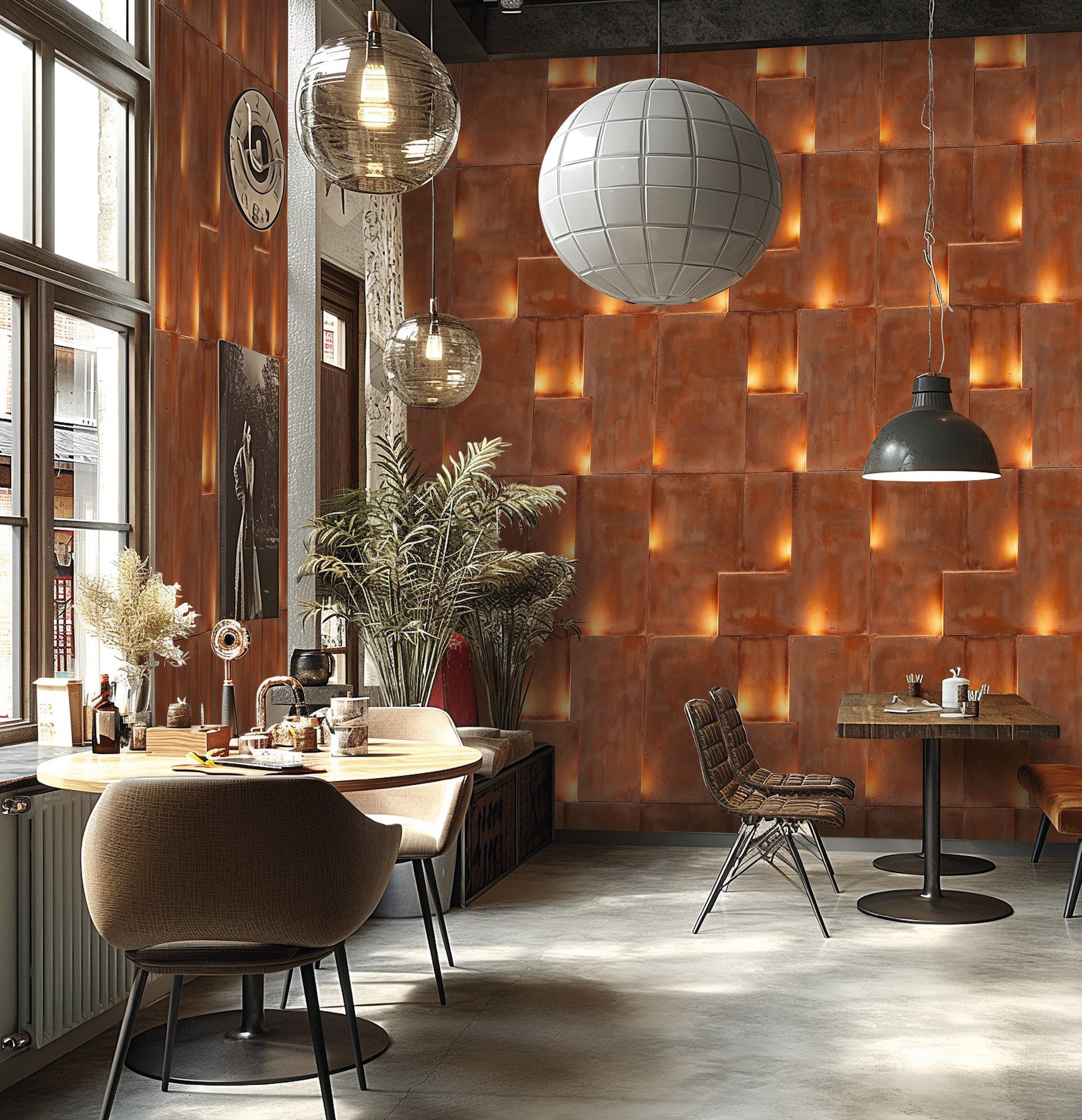 living walls Vliestapete Fototapete 3D Backstein Rostbraun erweiterbar, strukturiert, Motiv, (1 St)