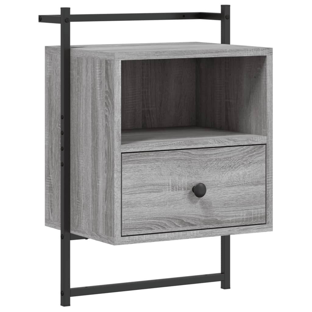 Nachttisch Wand-Nachttisch Grau Sonoma 40x30x61 cm Holzwerkstoff