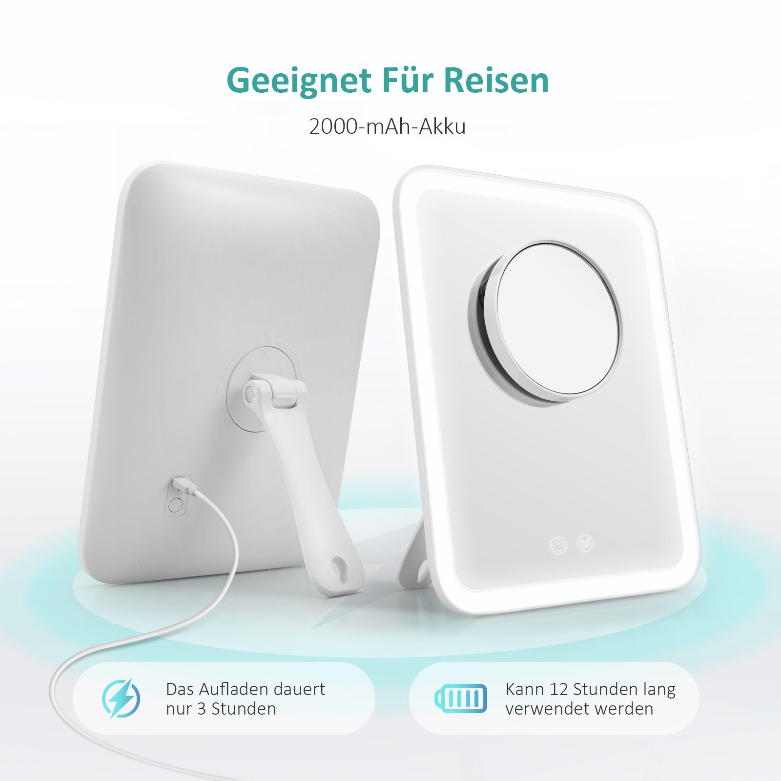 EMKE Kosmetikspiegel Schminkspiegel mit Beleuchtung, 3 Lichtfarben und 3X V günstig online kaufen