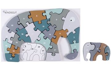 KINDSGUT Puzzle Buchstaben-Puzzle Elefant, 26 Puzzleteile, Lern-Spielzeug, Motorik, Lern-Puzzle aus Holz