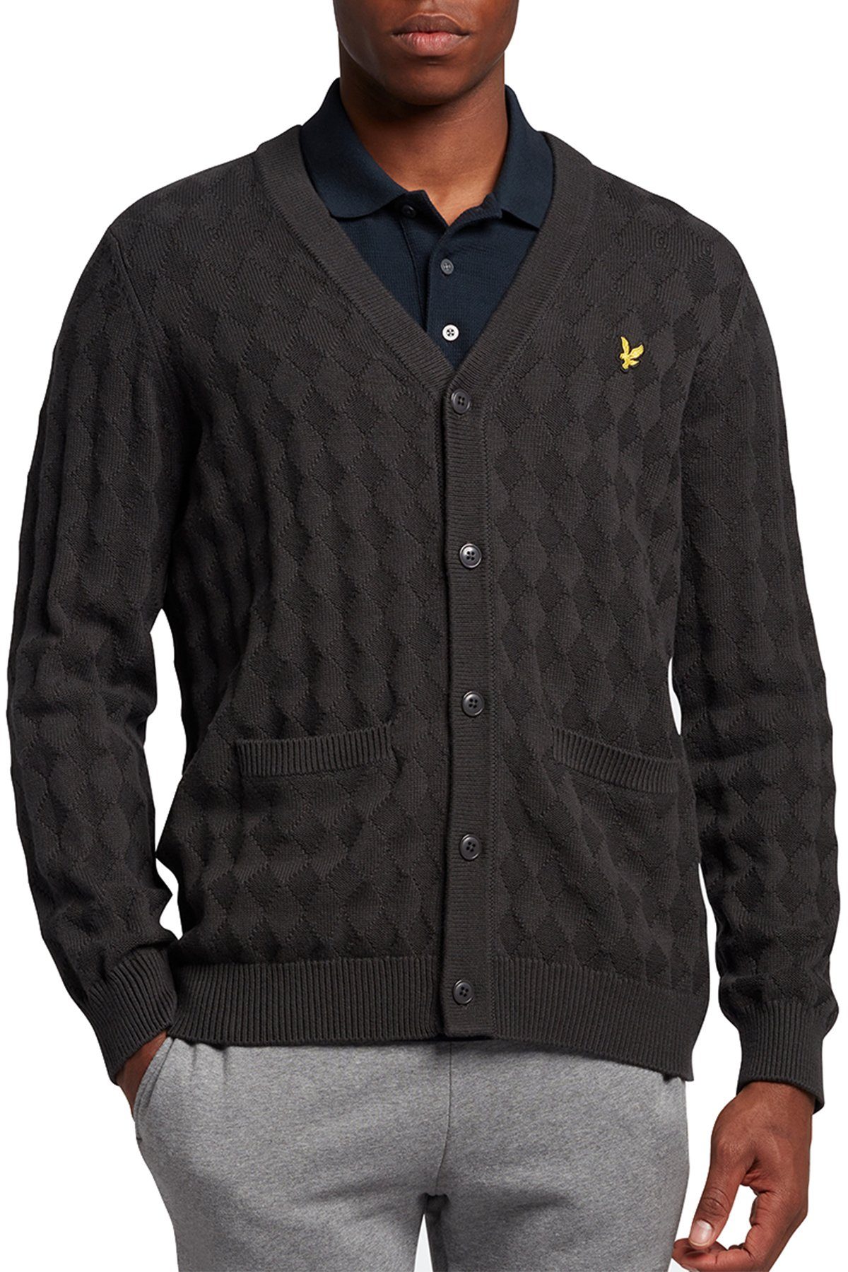 Lyle & Scott Cardigan Mit Rippbündchen Anthrazit