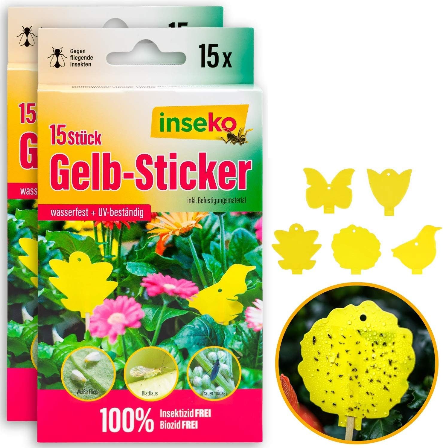 Inseko Klebefalle 30 x inseko Profi Gelbsticker Gelbtafeln Gelbfalle Fliegenfalle, umweltfreundlich & giftfrei