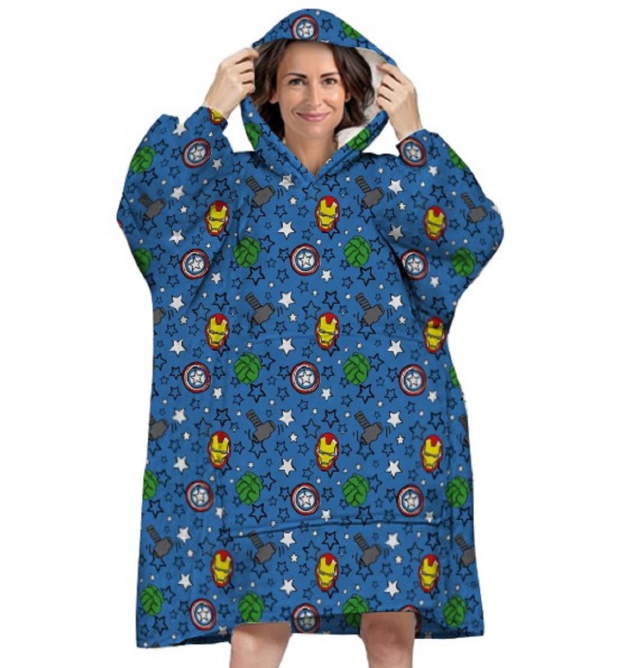 The AVENGERS Poncho - Bequemer Überwurf mit Kapuze für Erwachsene in Einheitsgröße (1-St) vielseitig nutzbar, bequemes überziehen