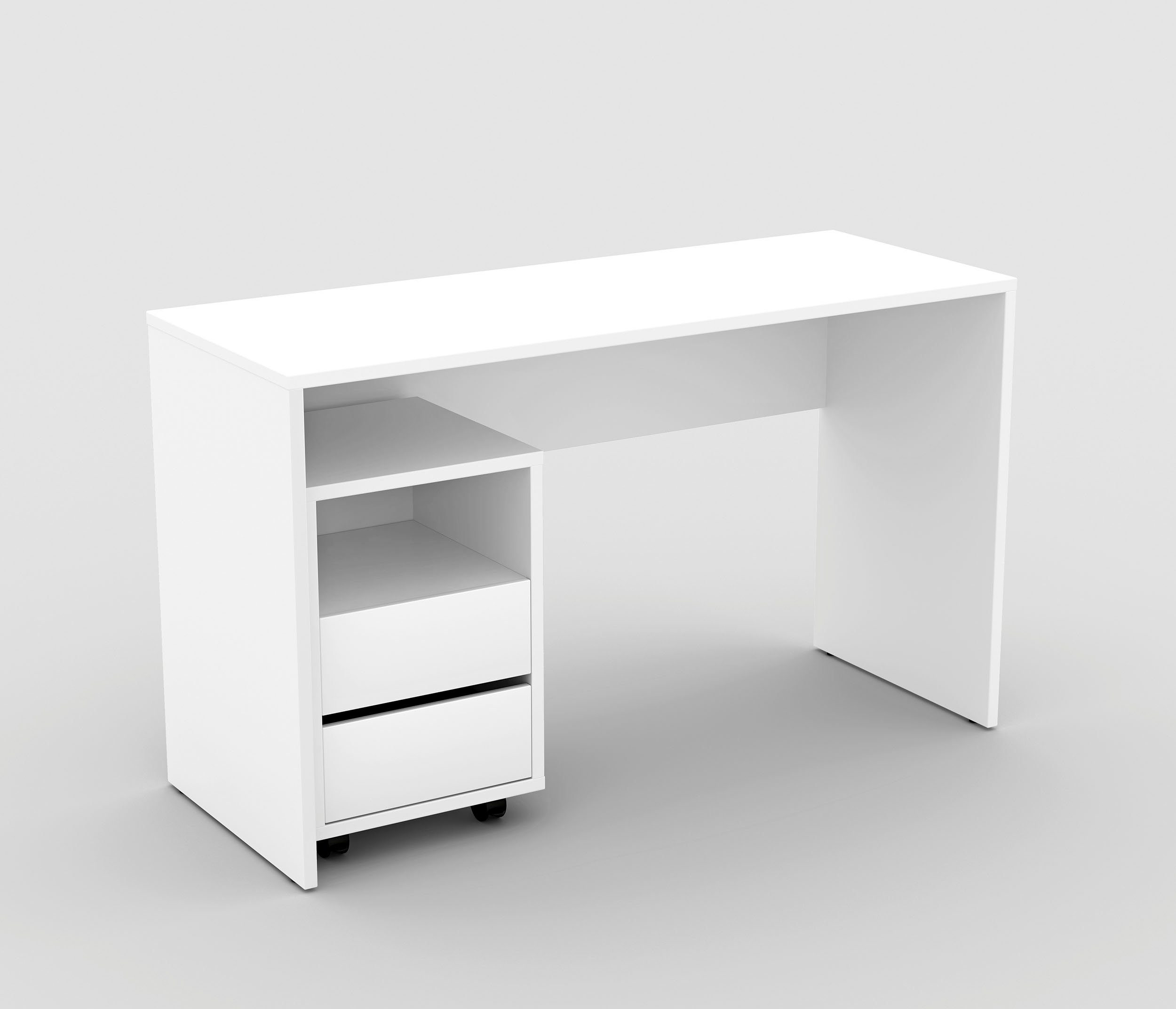 Helvetia Büro-Set Agapi, (Set, 2-St), Design bestehend aus Rollcontainer im weiss und modernen Schreibtisch