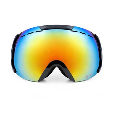 YEAZ Skibrille RIDGE ski- snowboardbrille schwarz/rot/weiß, Premium-Ski- und Snowboardbrille für Erwachsene und Jugendliche