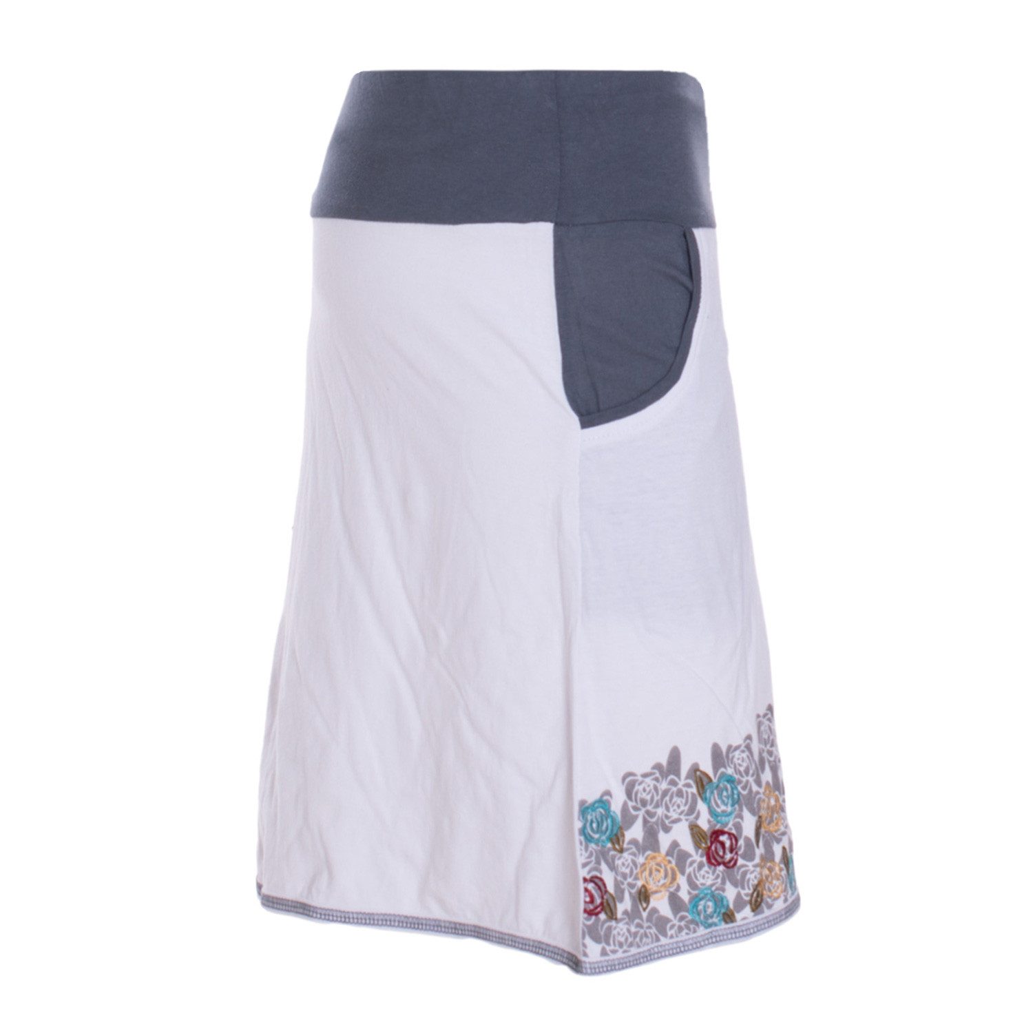 Vishes Minirock Blumen-Muster breiter Bund mit Kordel-Zug und Taschen mit Stickerei Alternative Bekleidung, Ethno, Hippie, Retro Style