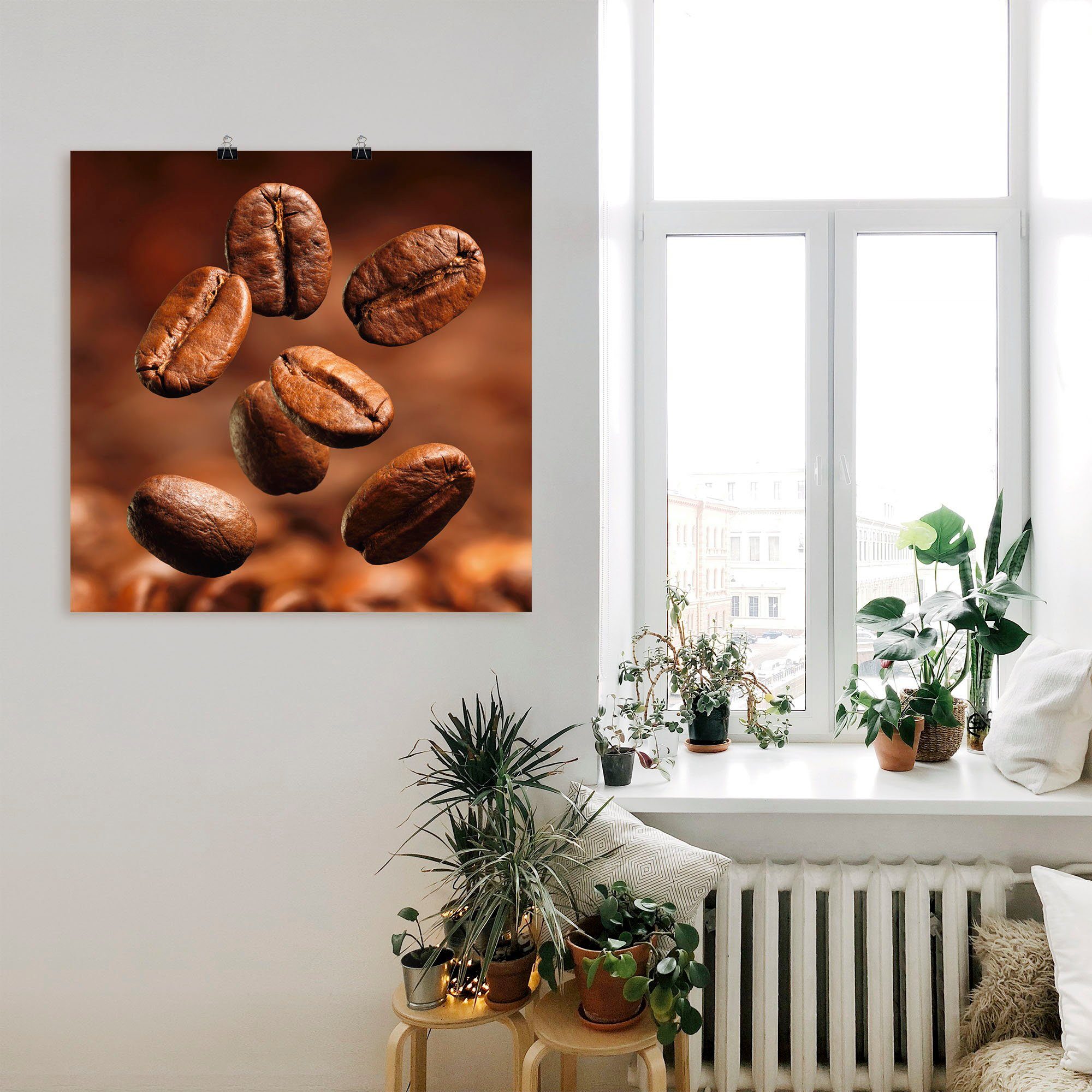 Artland Poster Nahaufnahme von Kaffeebohnen, Getränke (1 St), ohne Rahmen