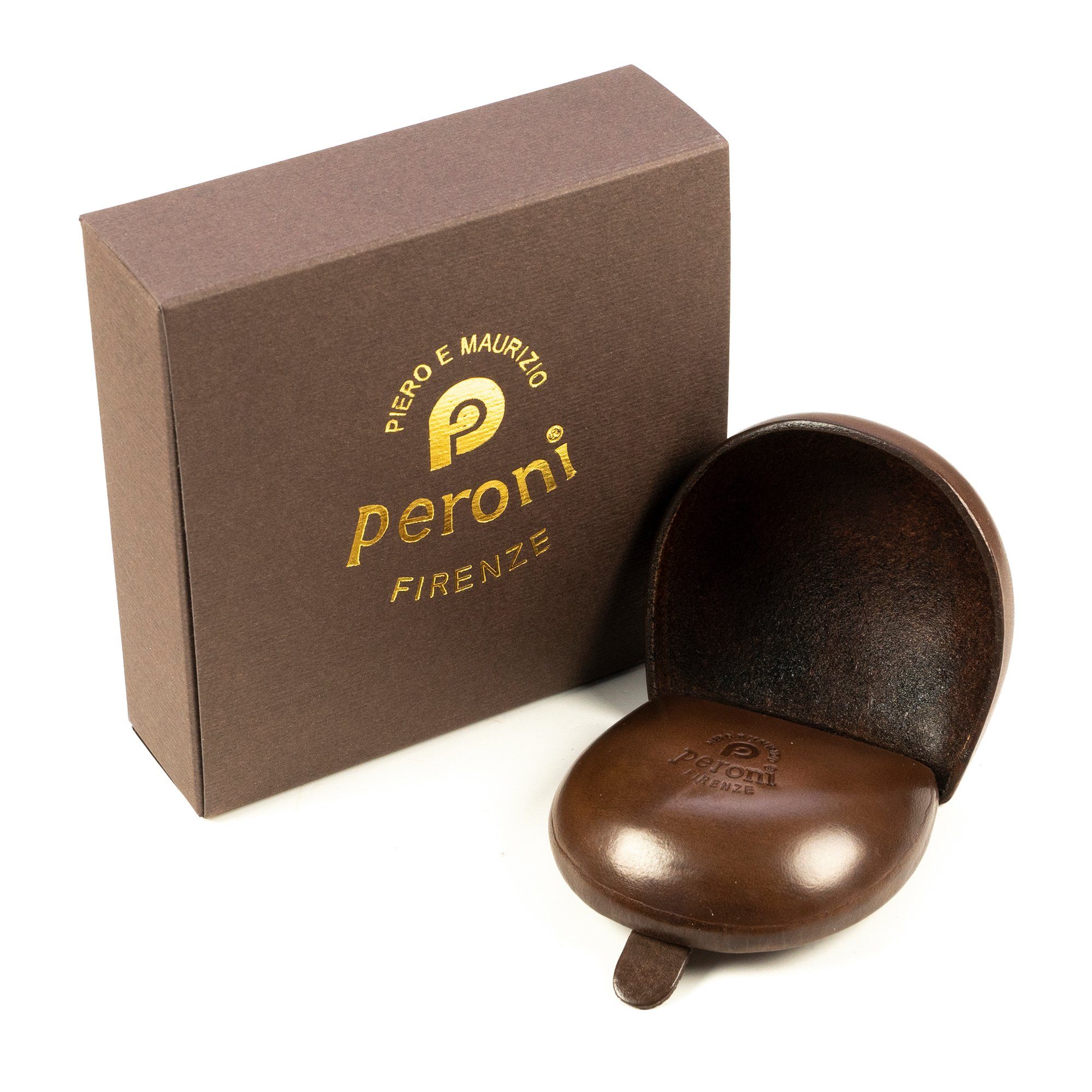 Peroni Firenze Brown 7x7,5 für Mini Leder, Italien, Coin Handgefertigt 100% Geldbörse Medium Case in Münzen, cm