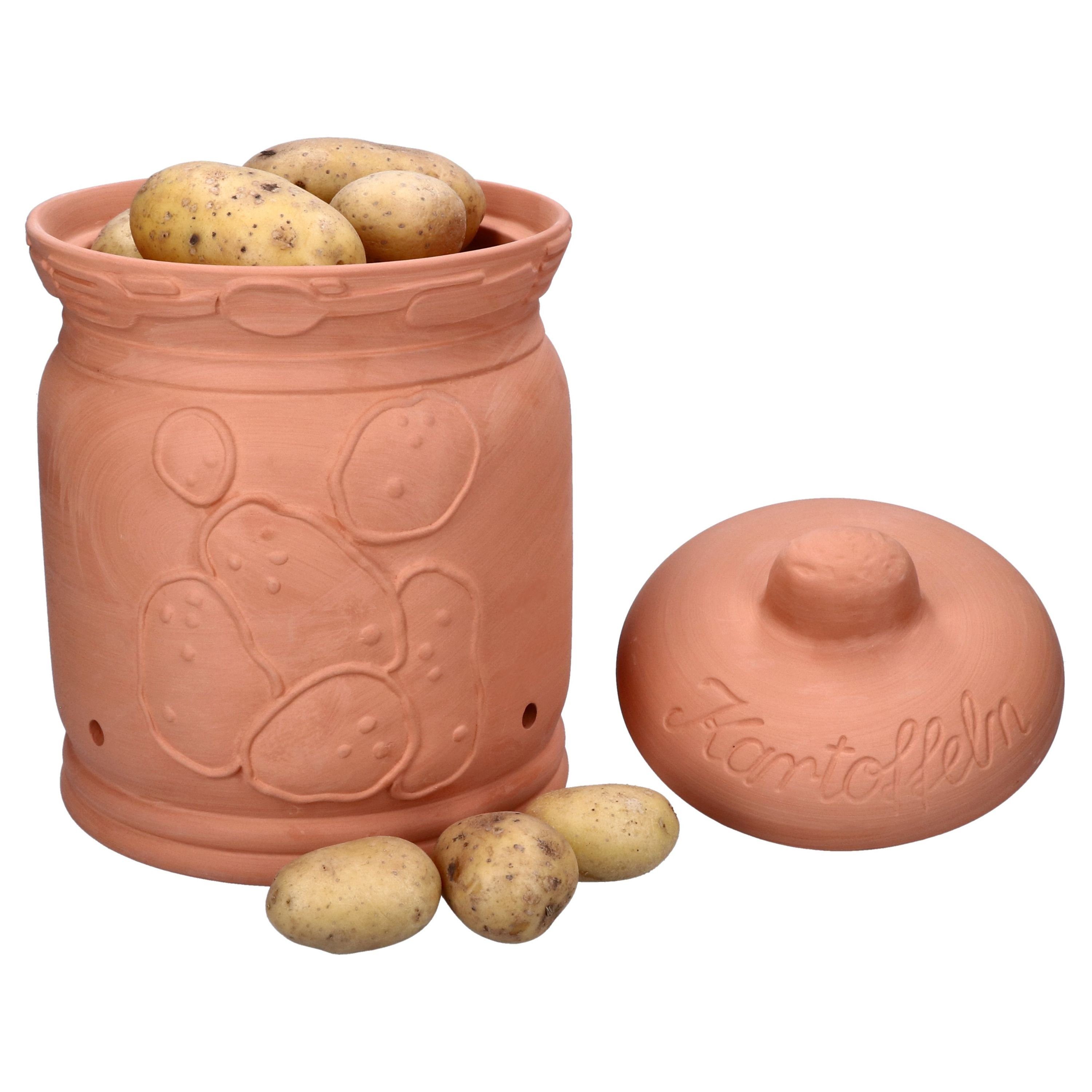 MamboCat Vorratsglas Terra Kartoffeltopf mit Deckel Ø 19,3cm Terrakotta Aufbewahrungsbox, Ton