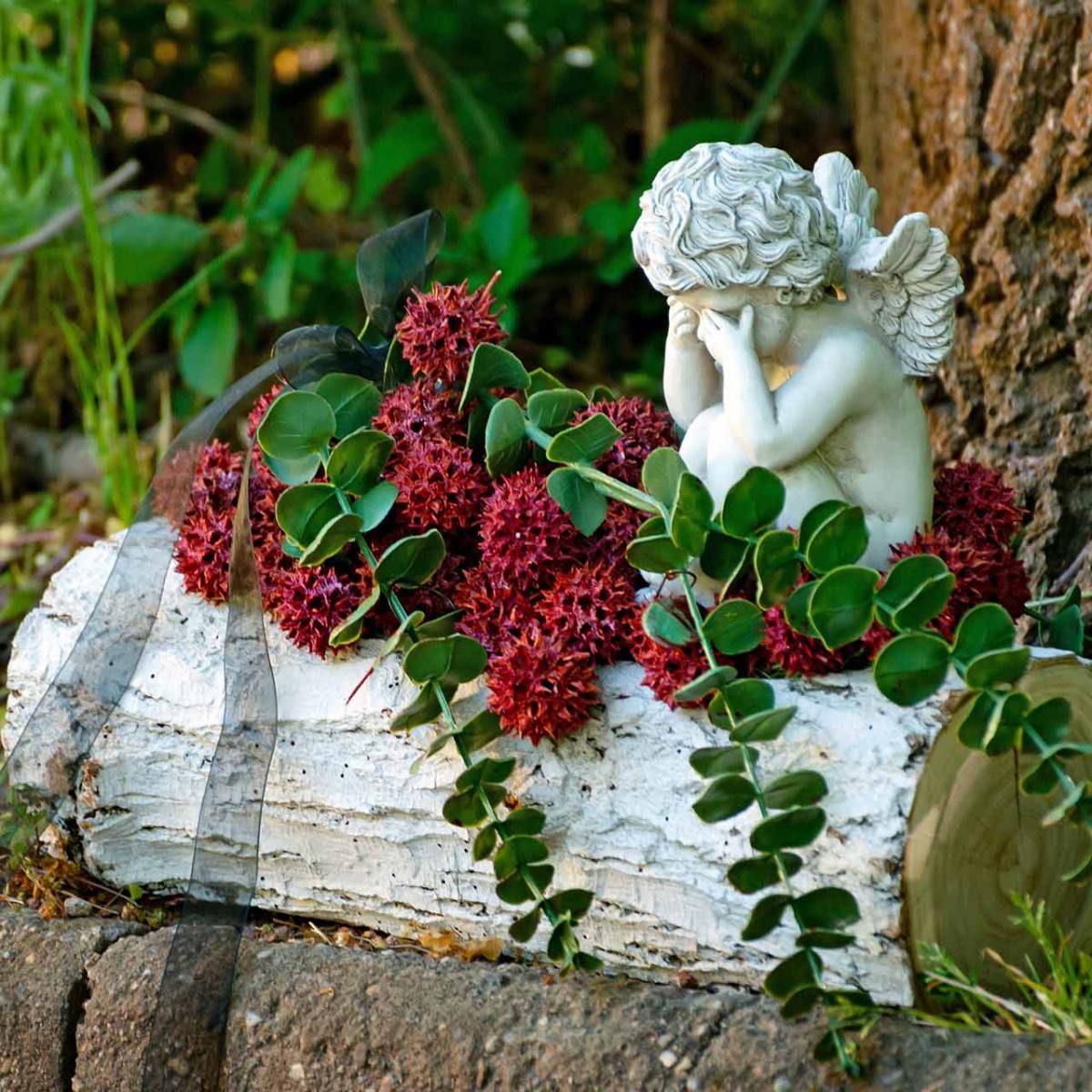 Trockenblume Amberbaum Deko Zapfen Rot gefrostet günstig online kaufen