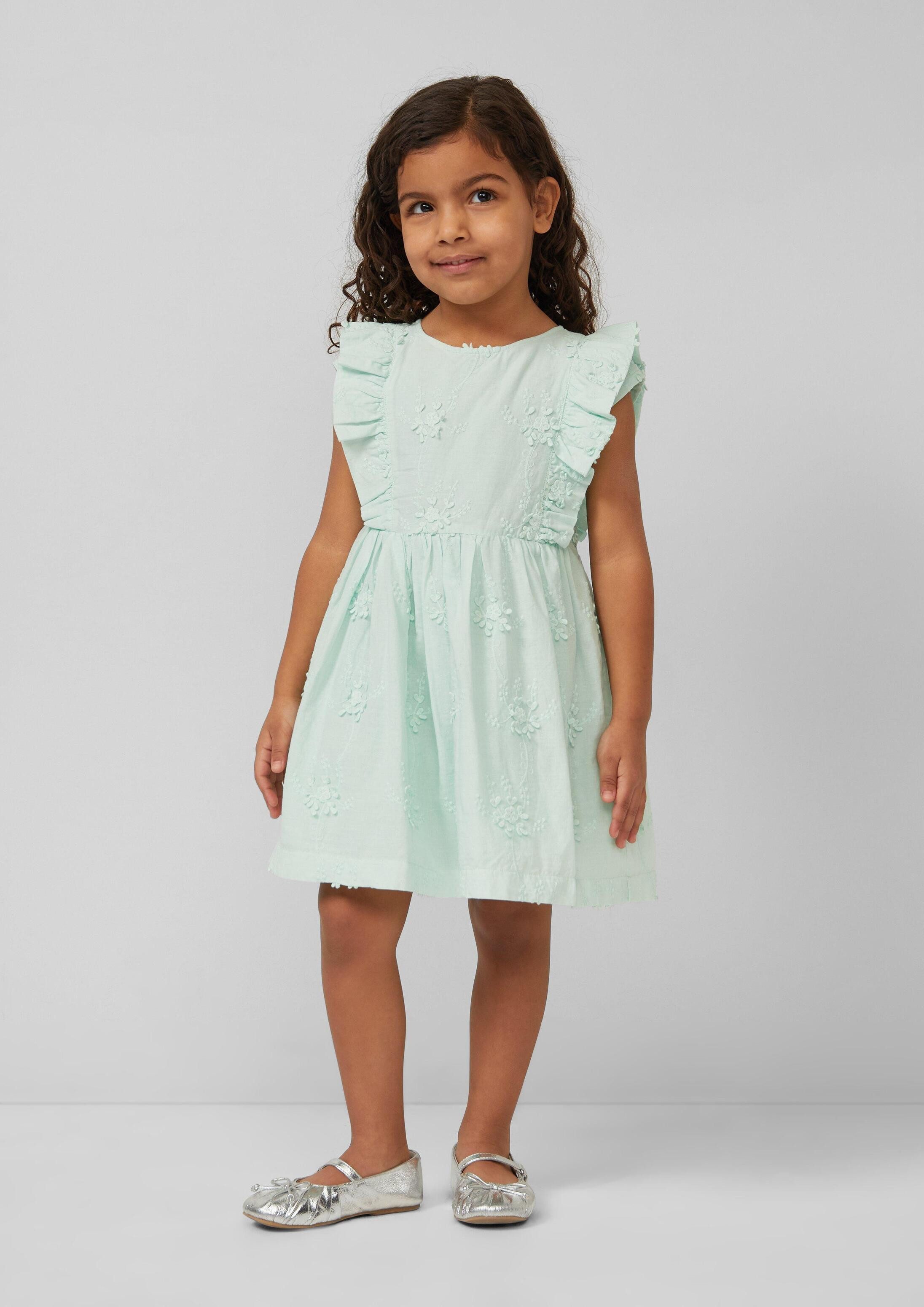 s.Oliver Minikleid Kleid Kurzes Kleid mit Flügelärmeln und floraler Stickerei