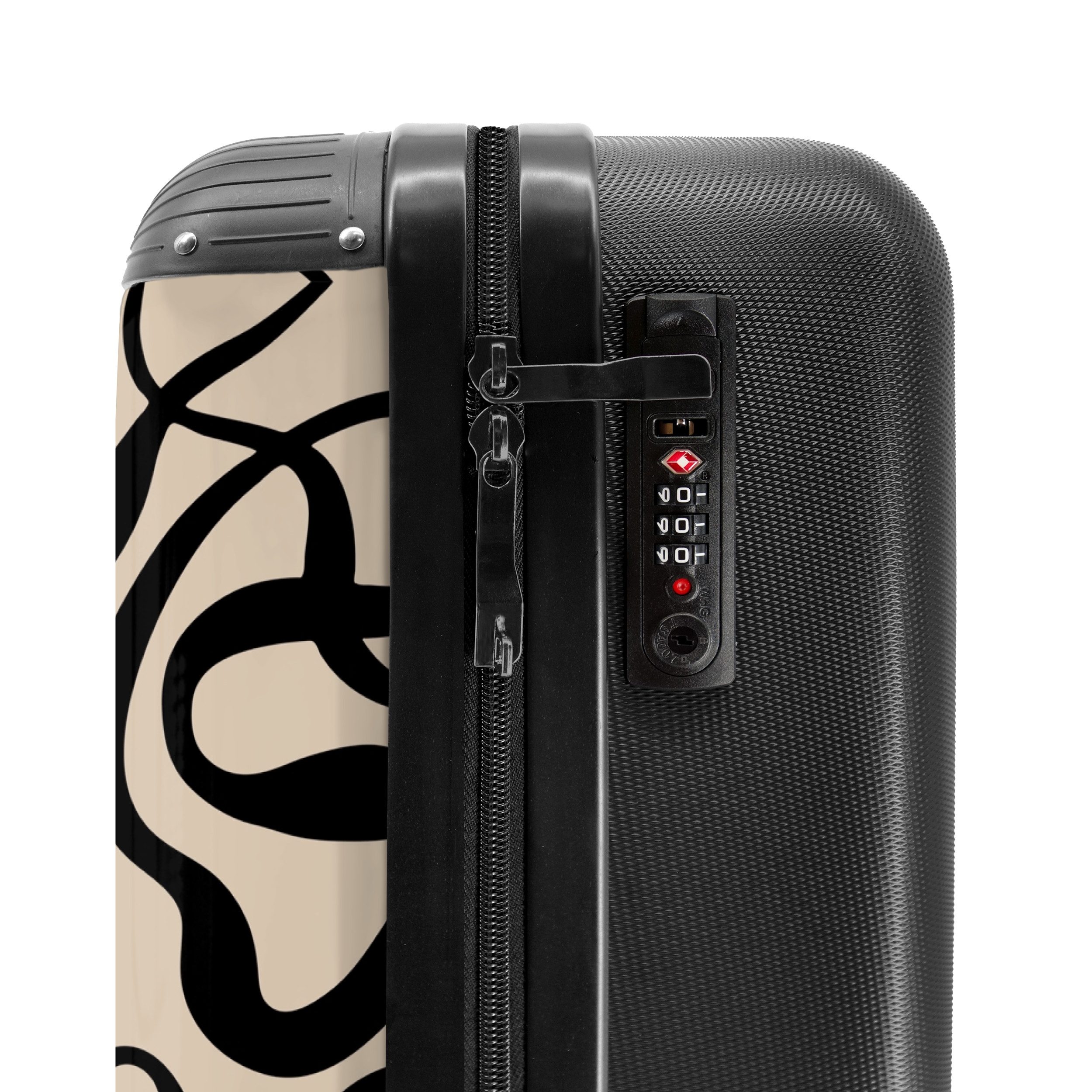 NoBoringSuitcases.com© Hartschalen-Trolley Beige mit schwarzen abstrakten Linien 55x35x20cm, Handgepäck Koffer & Trolleys, Luggage, Reisekoffer Frauen – Bild 5 von 5