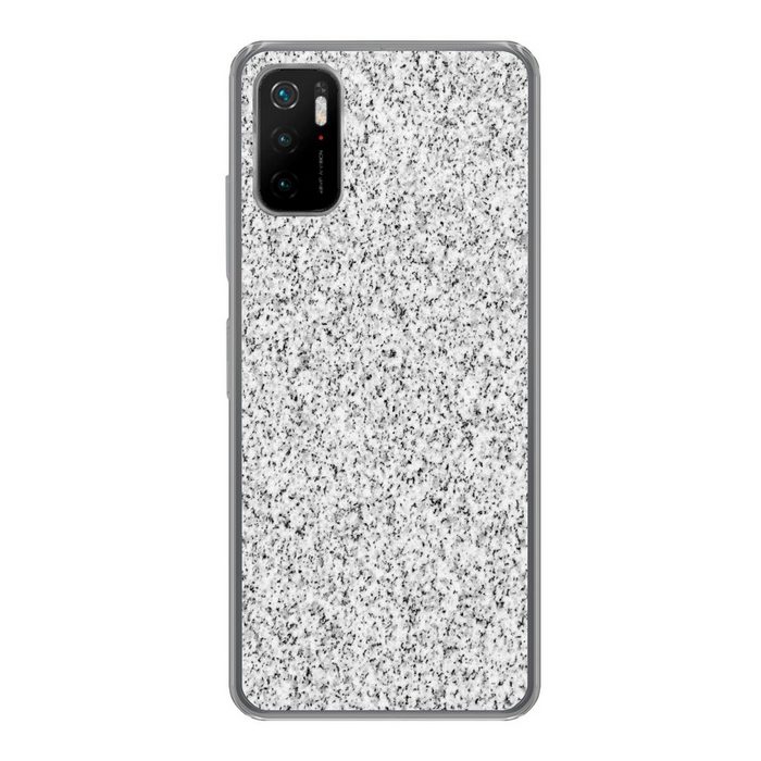 MuchoWow Handyhülle Granit - Schwarz - Weiß - Gemustert - Grau Phone Case Handyhülle Xiaomi Poco M3 Pro 5G Silikon Schutzhülle