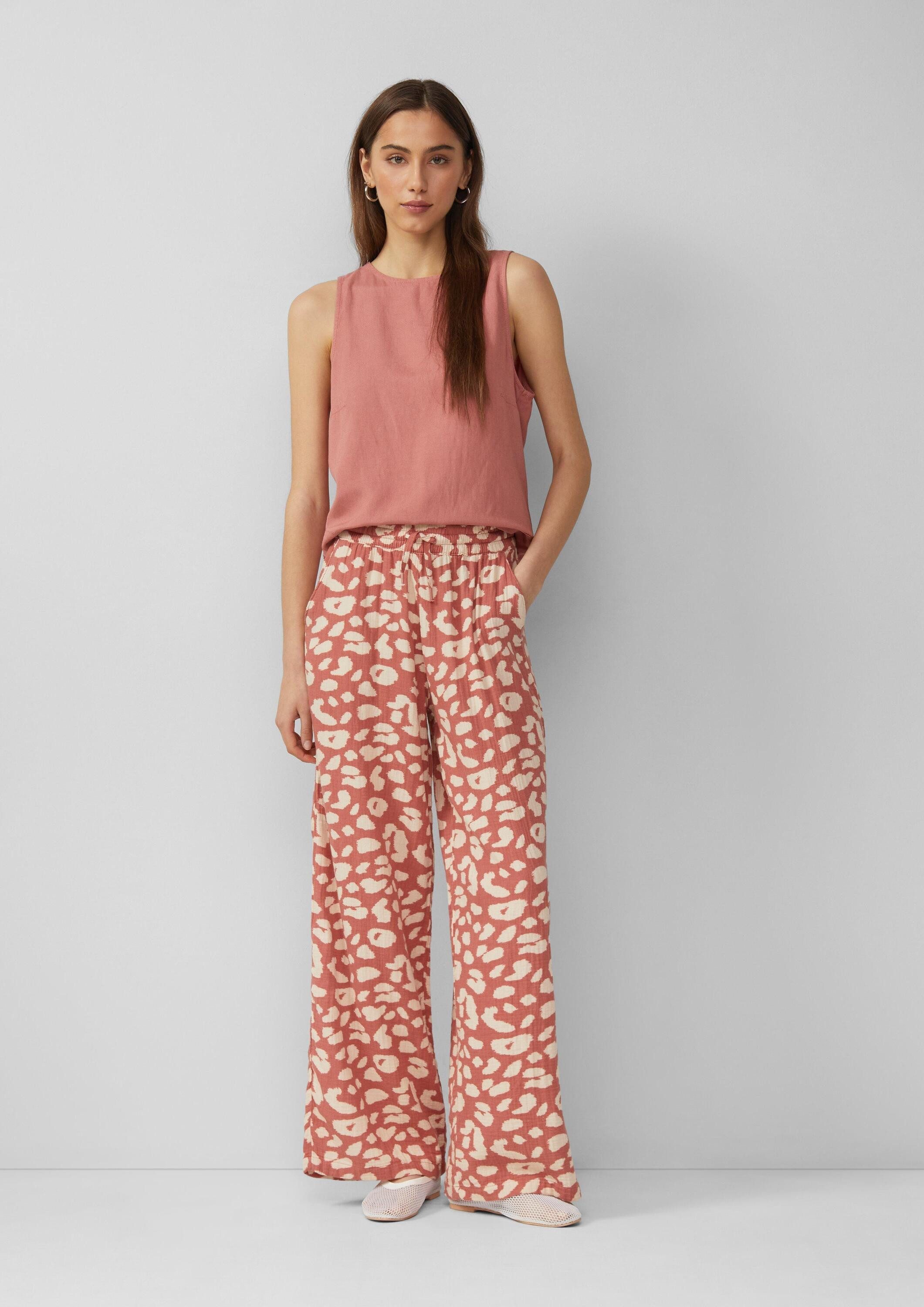 QS Chinos Hose Wide-Leg-Hose aus Musselin