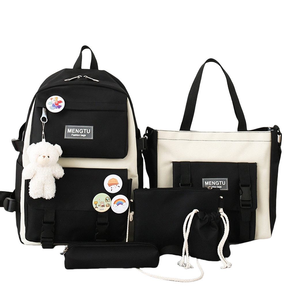 Coonoor Schulrucksack 5-teiliges Kawaii-Rucksack für Mädchen, Laptop-Tasche,Freizeitrucksack