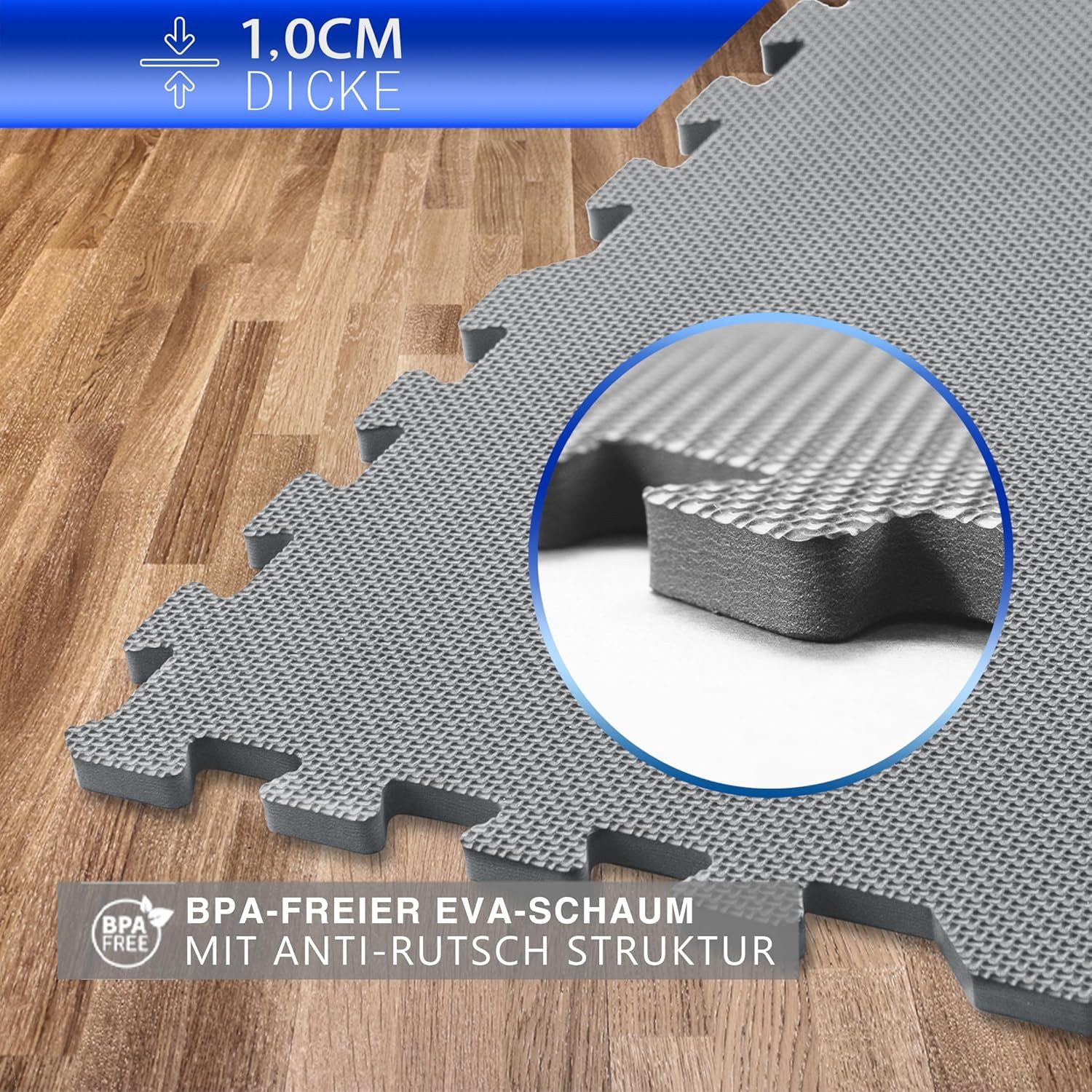 BodenMax Bodenturnmatte Bodenschutzmatte EVA Puzzlematten Sportmatte, 58x58x1cm (12-St)