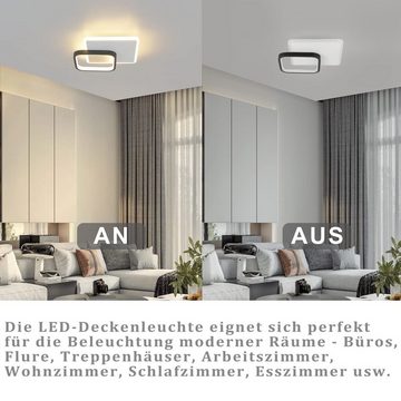 ZMH LED Deckenleuchte Modern Schwarz Weiß Design Acryl Wohnzimmerlampe, LED fest integriert, Warmweiß, Eckig, 22W