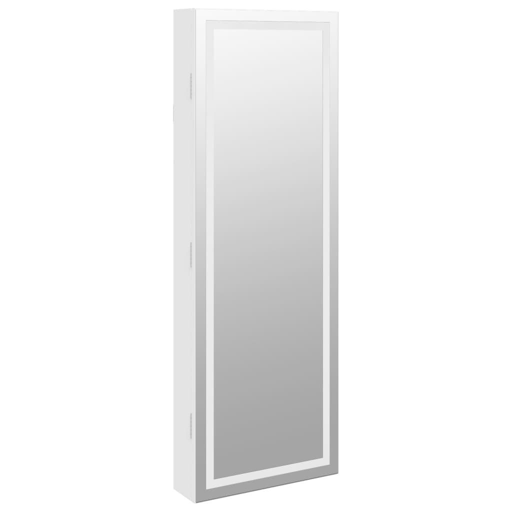 Weiß | Spiegel-Schmuckschrank Spiegel mit vidaXL Weiß Wandmontage (1-St) LED-Beleuchtung Weiß