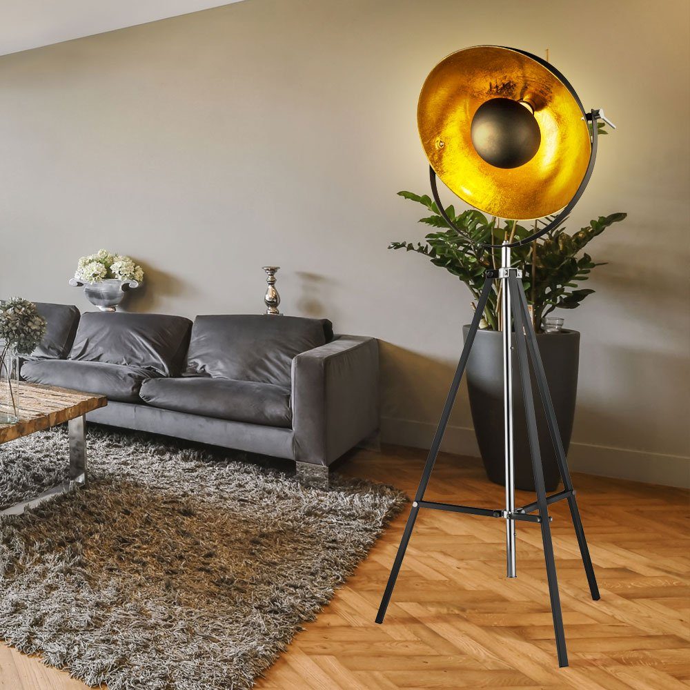 Wohnzimmerleuchte Globo Stehlampe, anpassbar Leuchtmittel Höhe schwarz nicht Stehlampe gold inklusive, Retro Stativ