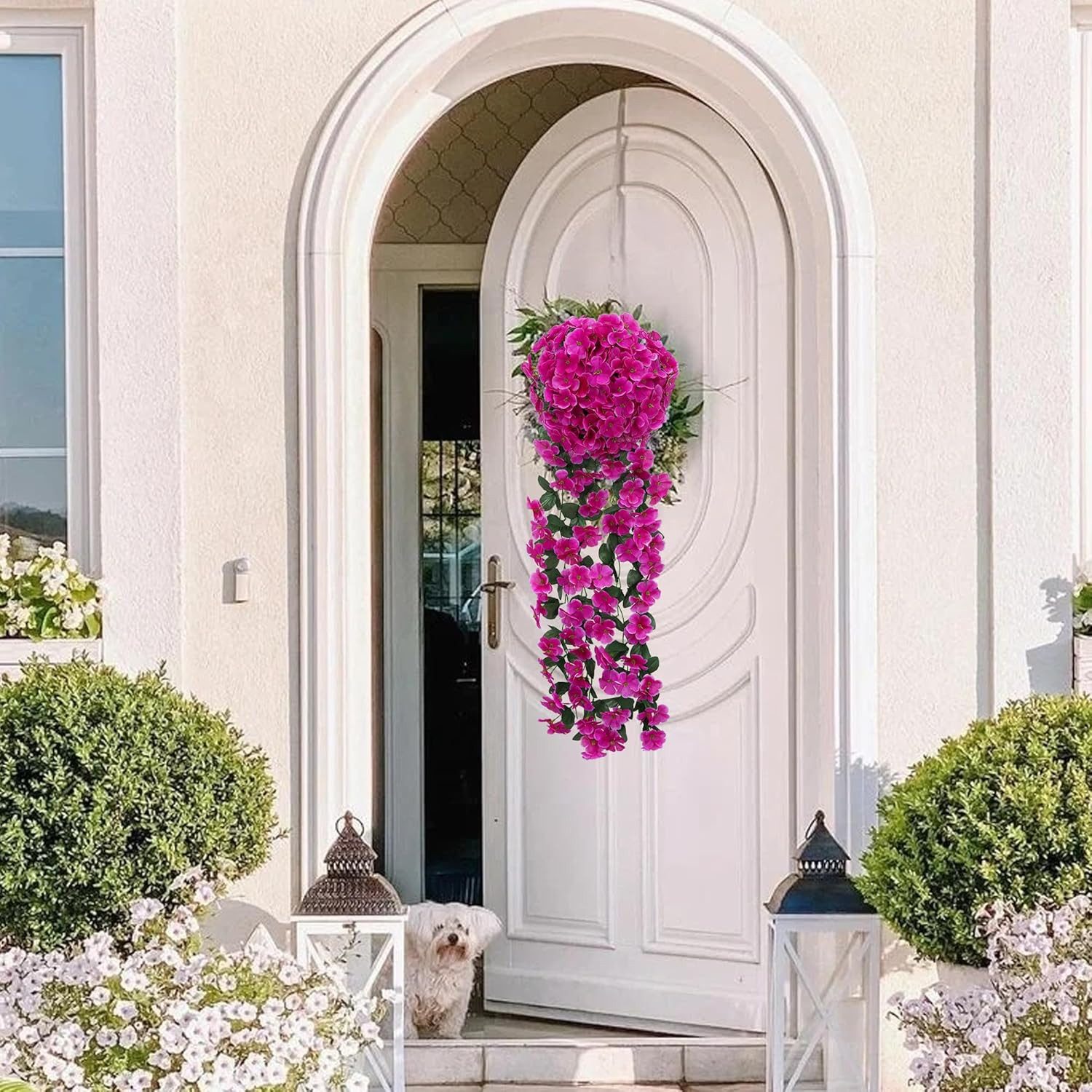 Kunstpflanze 2 Stück Künstlich Hängende Blumen, Blauregen Efeublumen Glyzinien, TUWENA, Kunstblumen Veilchen Hgende Blumen für Außen Innen Hochzeit Terrasse – Bild 5 von 5