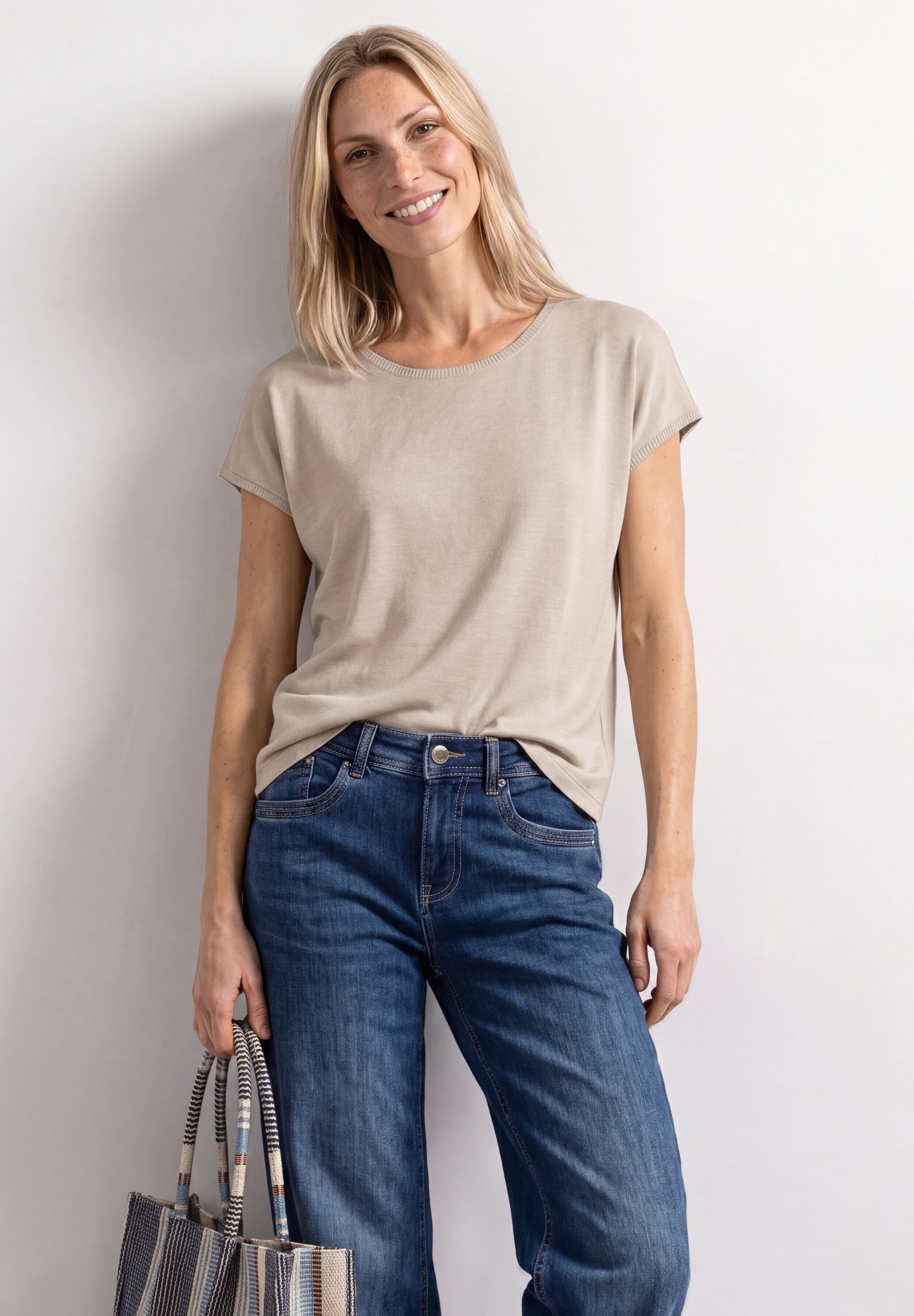 STREET ONE Kurzarmshirt Sommershirt aus Viskose mit Stretch