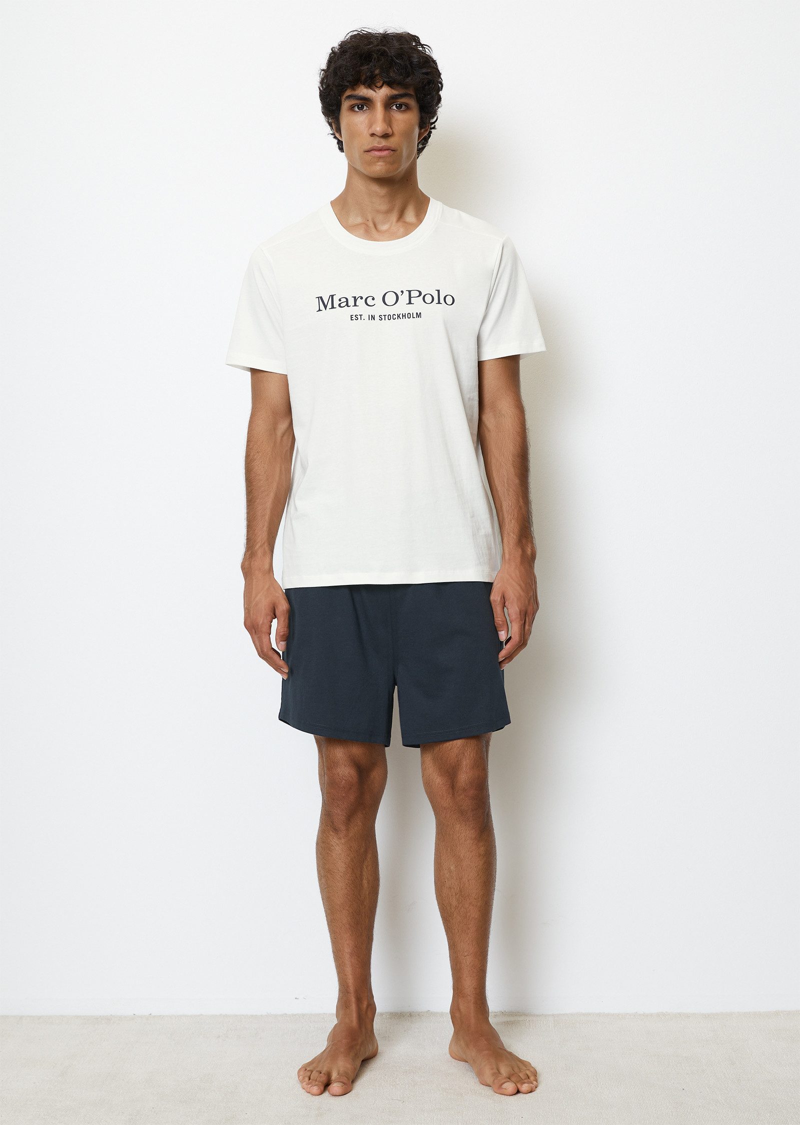 Marc O'Polo Shorty (2 tlg) Kurzarm, Shorts, Rundhalsausschnitt, Baumwolle