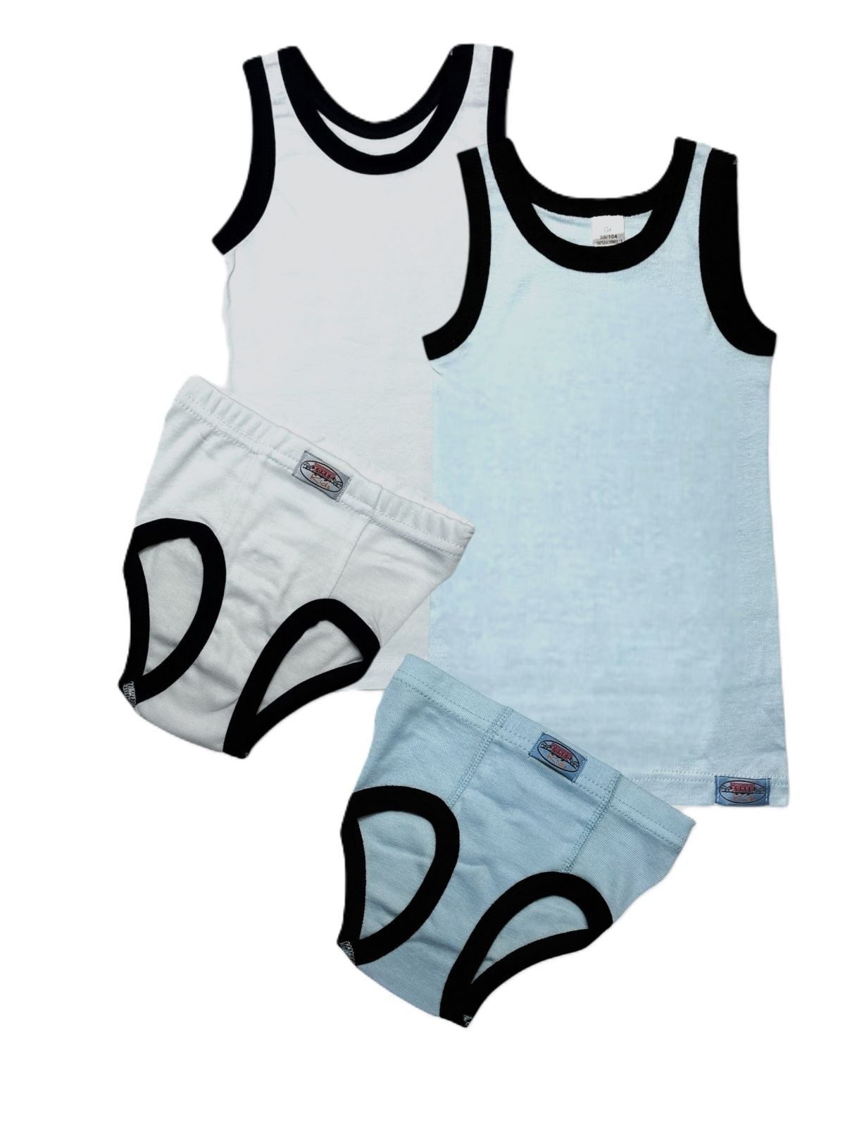 Unterhemd Jungen Garnitur 2er Set je 2x Hemd und Slip