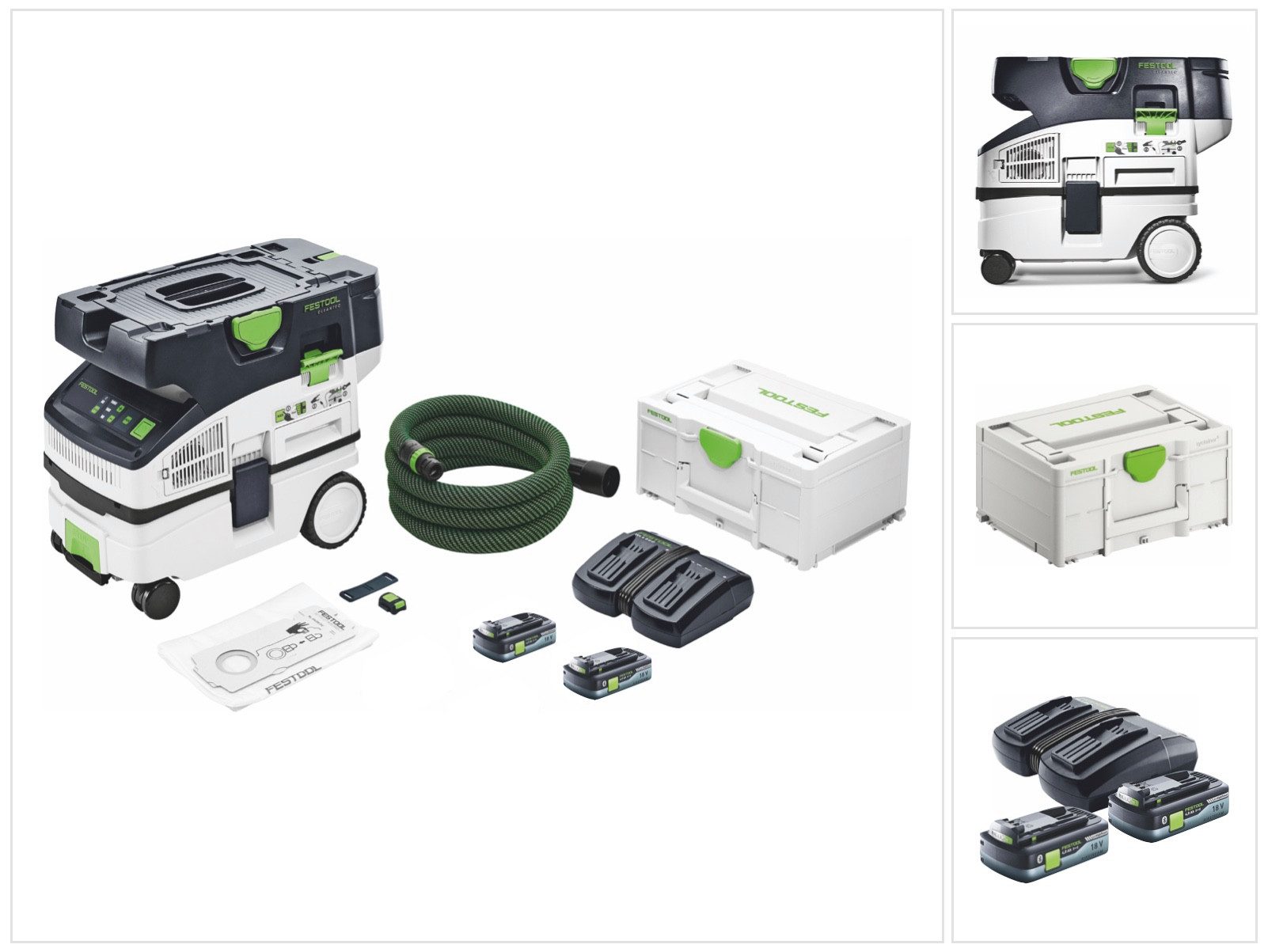 FESTOOL Akku-Handstaubsauger CTLC MINI I-Basic Akku Absaugmobil 36 V (2x 18 V) Staubkl. L + 2x A