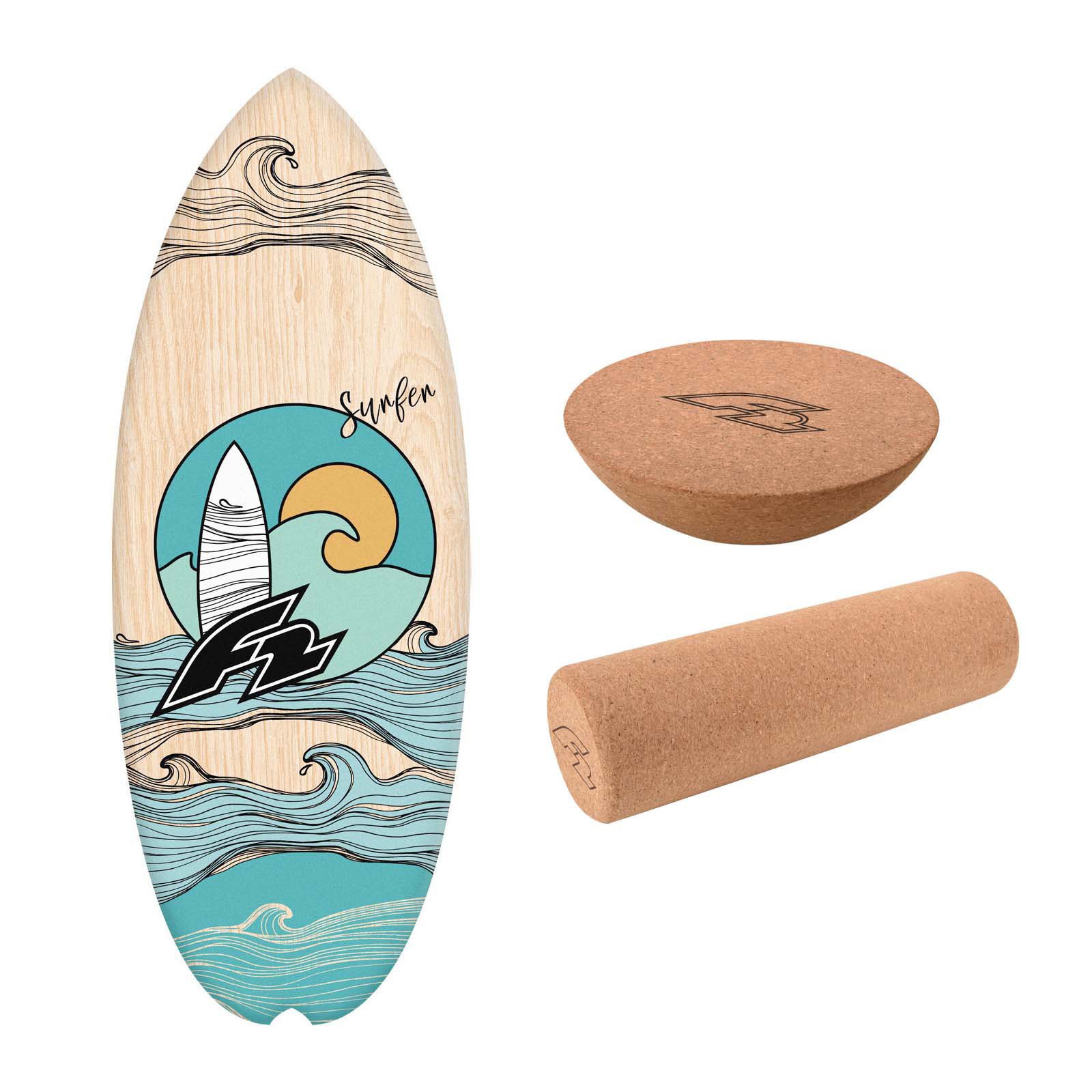 F2 Balanceboard F2 Set Balance Board Halfshell 80x30cm + Halbkugel und Korkrolle