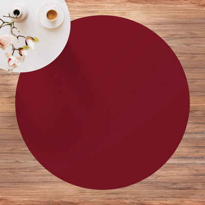 Teppich Vinyl Wohnzimmer Schlafzimmer Flur Küche Einfarbig modern, Bilderdepot24, rund - rot glatt, nass wischbar (Küche, Tierhaare) - Saugroboter & Bodenheizung geeignet