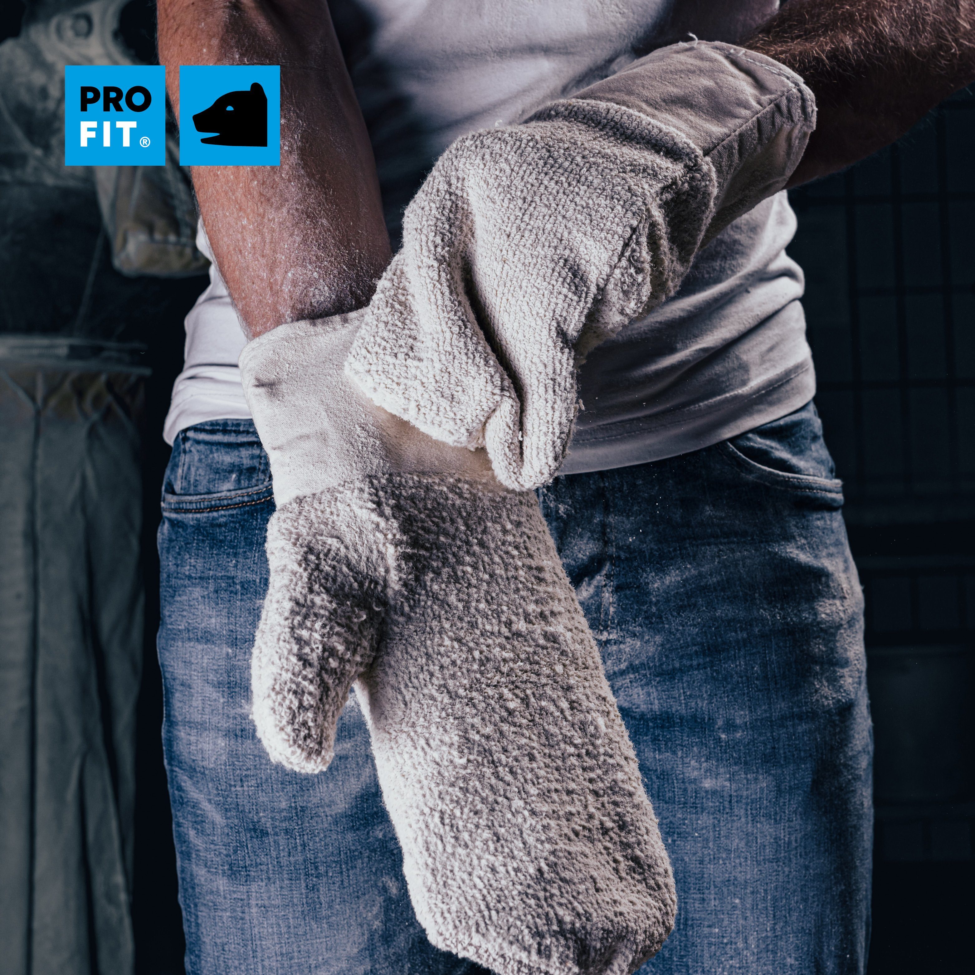 PRO FIT Hitzeschutzhandschuhe, Hitzebeständiger Fausthandschuh, Ofenhandschuhe, Bäckerhandschuhe (1, Paar) bis 250°, mit Segeltuch-Stulpe, Natur