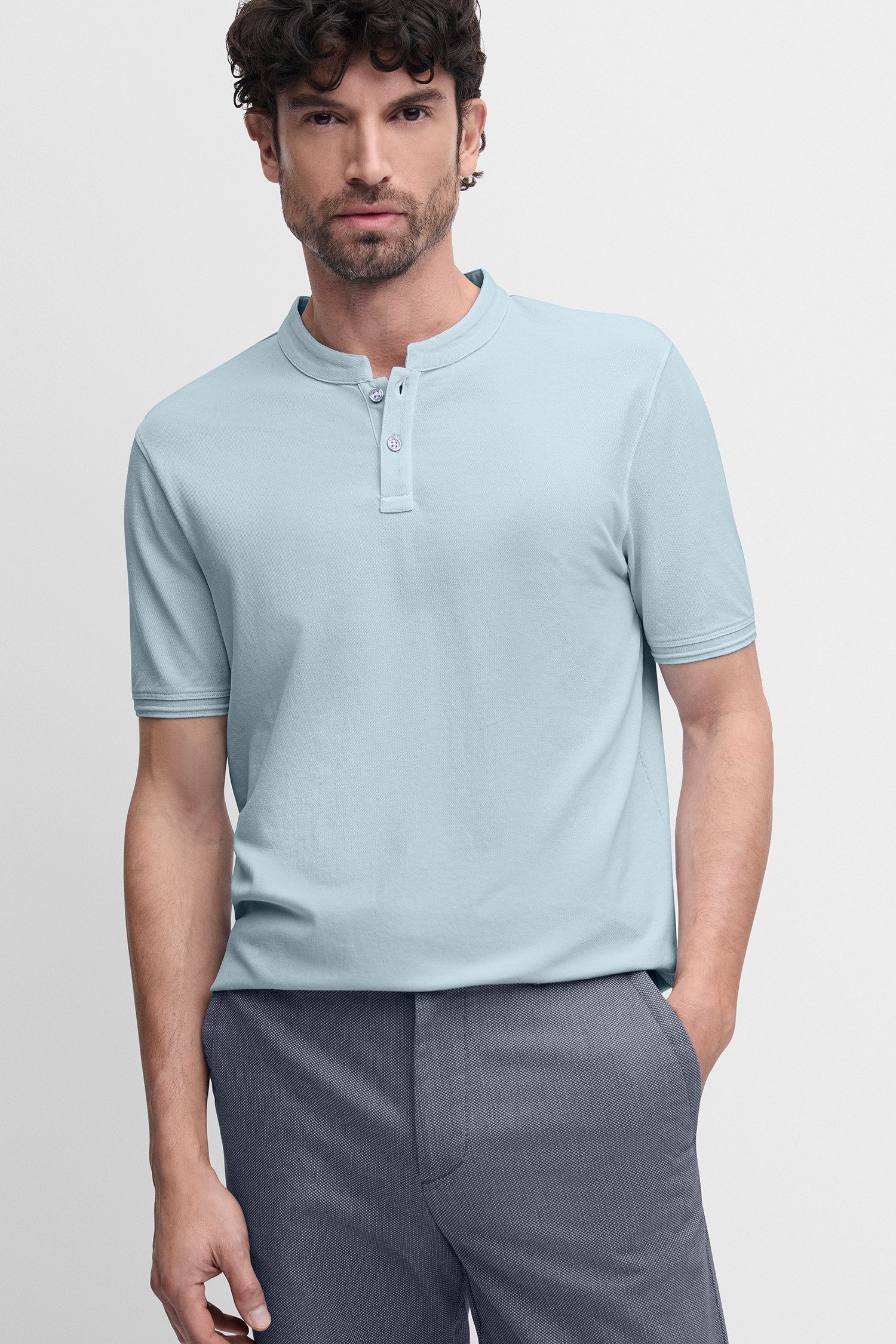 Cinque T-Shirt CILANO Rundhalsausschnitt mit kurzer Knopfleiste, Relaxed Fit