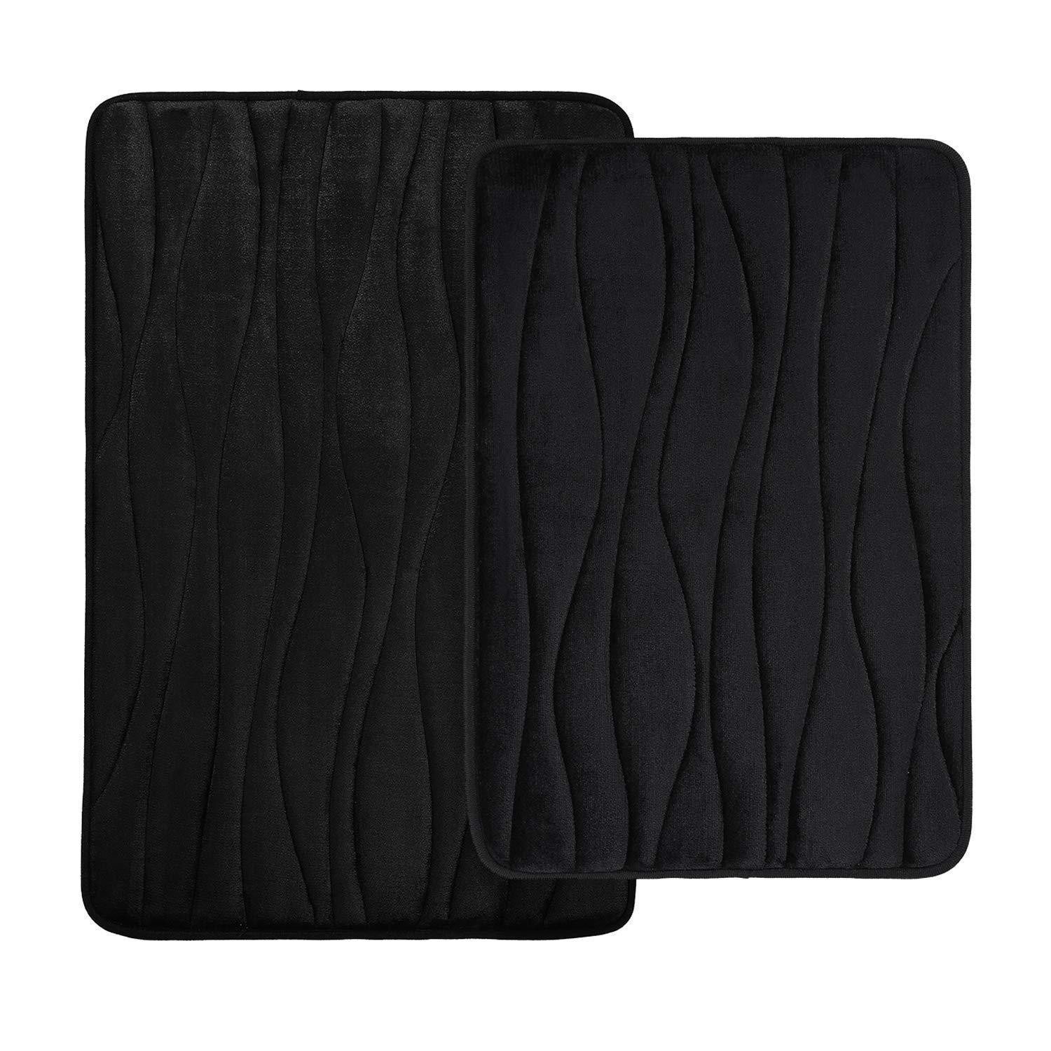 LuxusKollektion Schaum-Badematte Badematte Memoryschaum 2tlg Schwarz 40x60+50x76cm