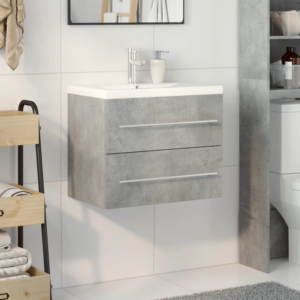 vidaXL Badezimmer-Set 2-tlg. Badmöbel-Set Betongrau Holzwerkstoff, günstig online kaufen