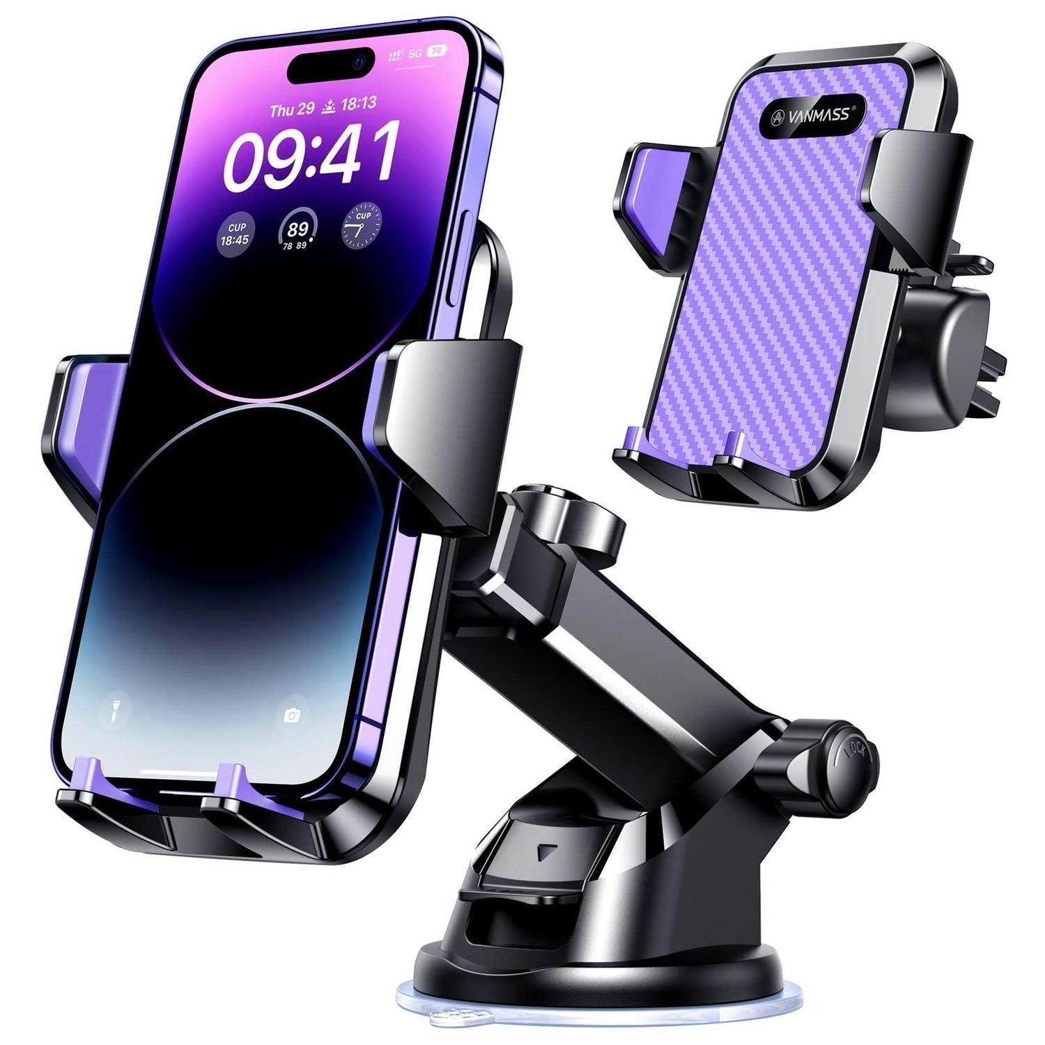 LuxusKollektion Handy-Halterung Handyhalterung Auto Saugnapf Lüftung 4in1 Kratzschutz Violett