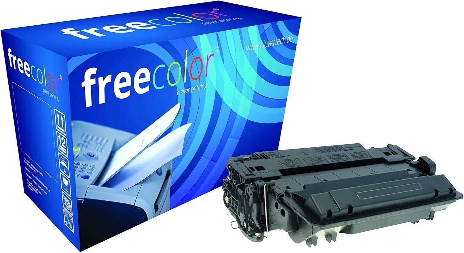 freecolor Tonerkartusche CE255X 55X Schwarz für LaserJet P3015 M521 M525, (Einzelartikel, 1-St., kompatible Kartusche für hohe Druckvolumen), 12.500 Seiten bei 5 % Deckung, ISO 9001/14001, scharfe Schwarzdrucke