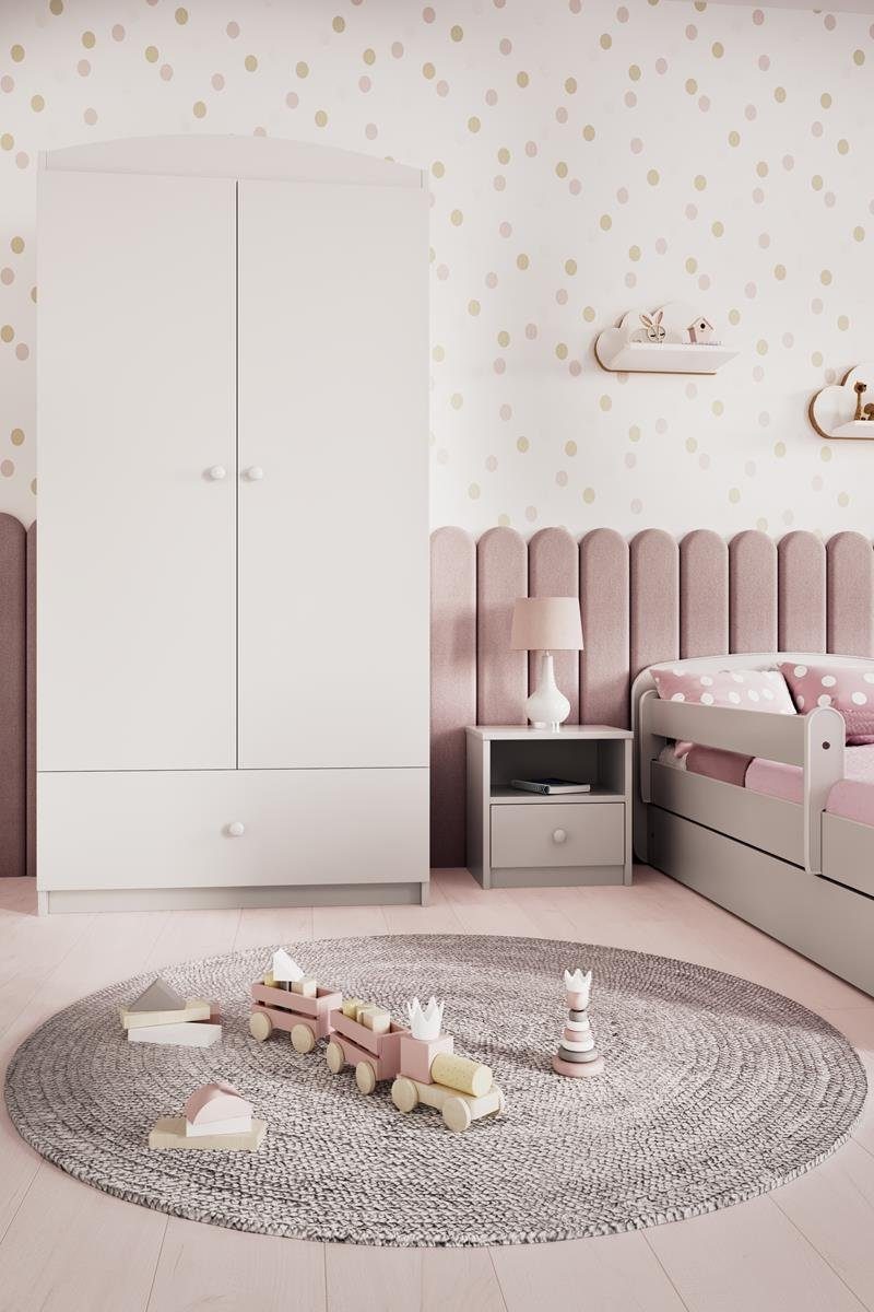 Kleiderschrank Kleiderstange, für 2x mit Beautysofa Spanplatte Schubladen, PAUL (Schrank Kleiderschrank) Kinderzimmer, 2-türig, mit