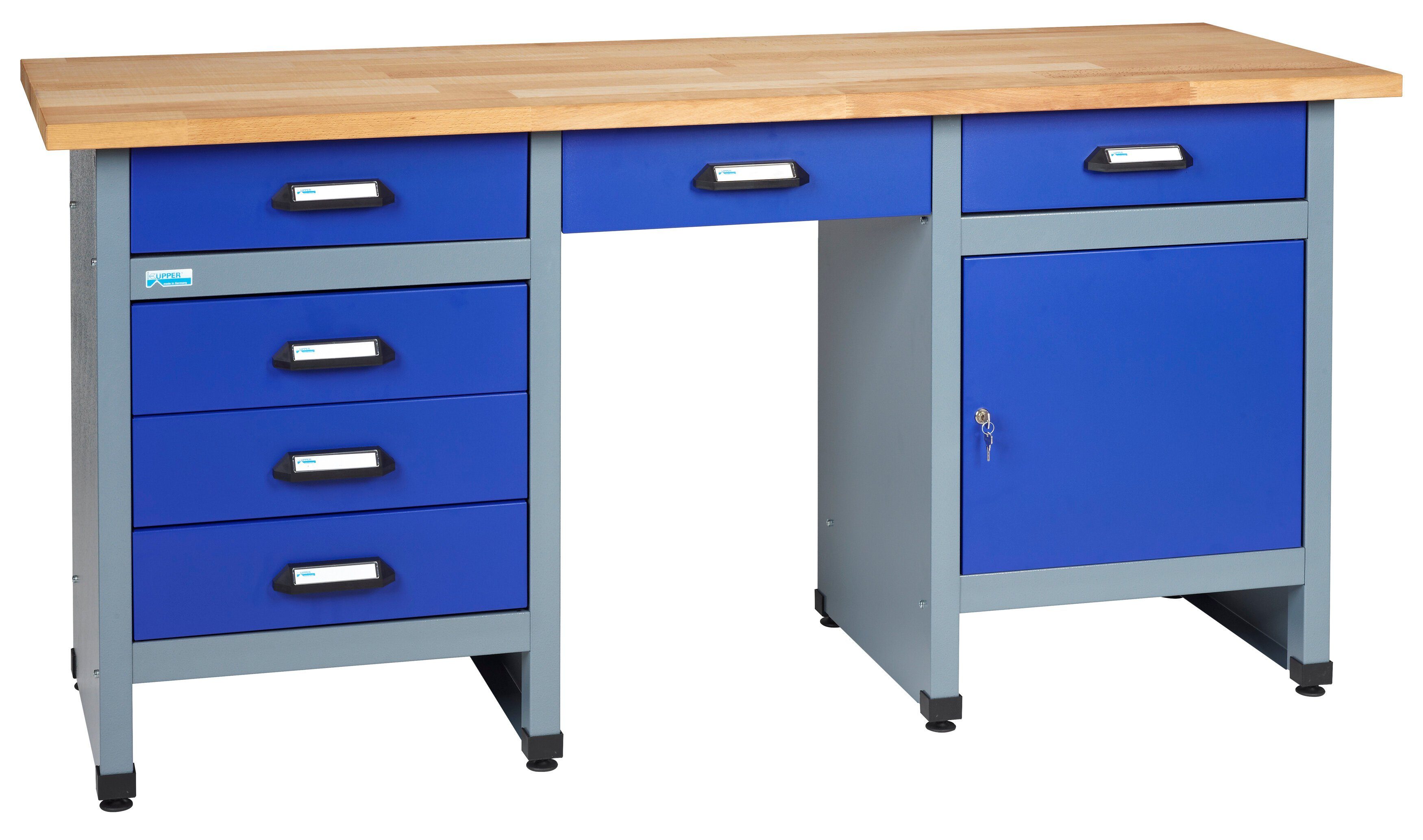 Werkbank 12577, 6 Schubladen, 1 Tür, 300 kg Traglast, 30 mm Buchenarbeitsplatte
