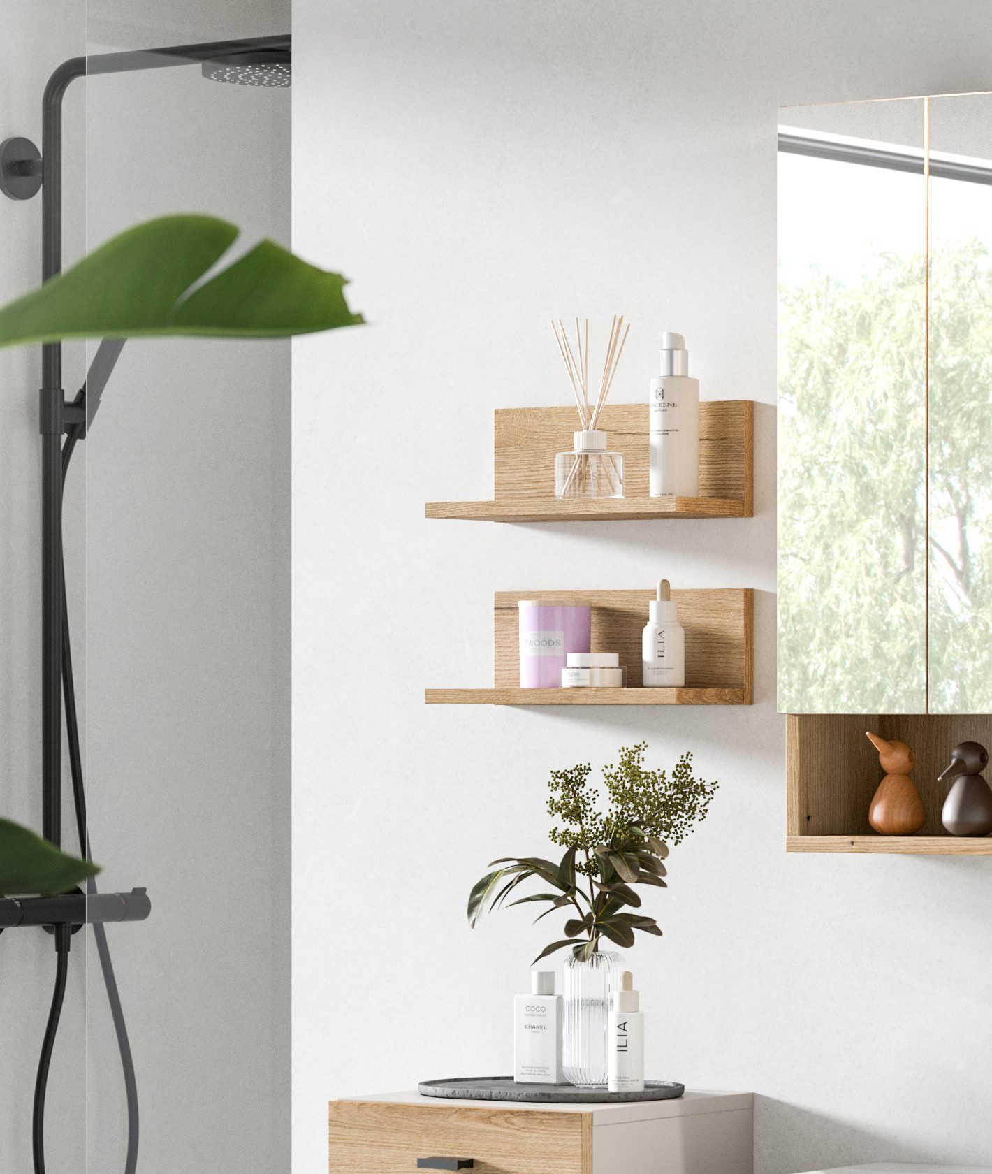 welltime Wandregal VANN, 2er Set Wandboard, inkl. Montagematerial zur Wandmontage