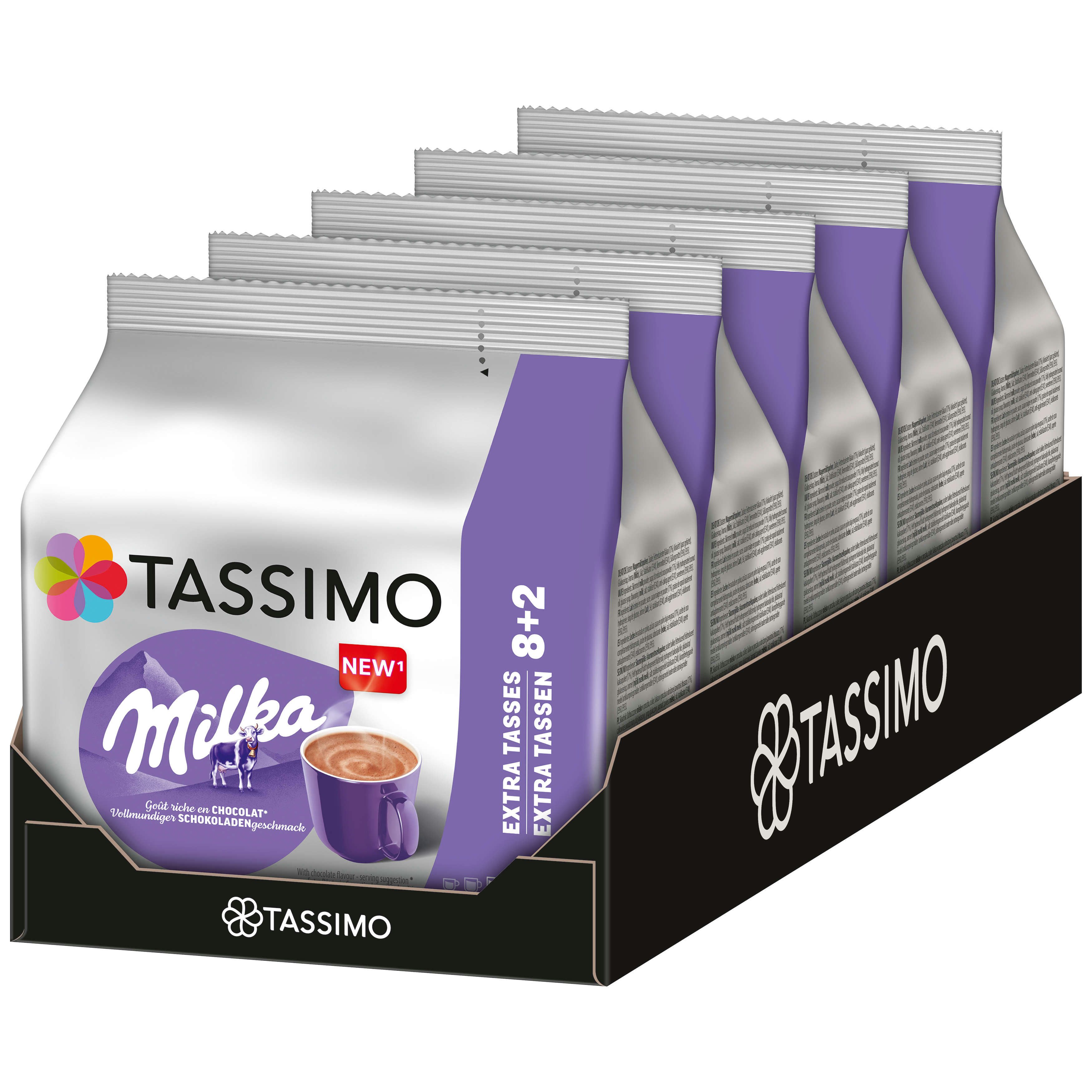 TASSIMO Kaffee Kapseln Milka T Discs heiße Schokolade 5 x 10 Kakaokapseln, (Packung, 5er Pack)