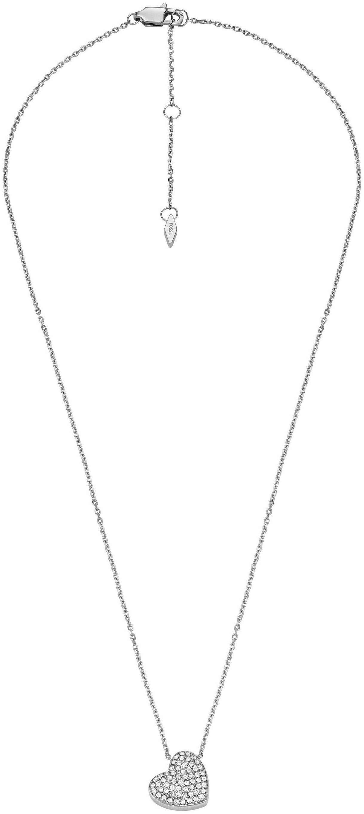 Fossil Kette mit Anhänger Schmuck Geschenk Edelstahl Halskette SADIE, mit Glasstein