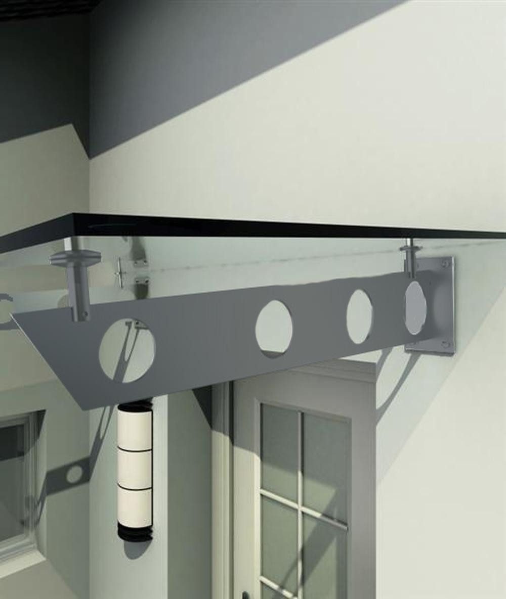 BuyLando.Shop Vordach Glaswerk Westfalen - SET S Halter für Glasvordach - Edelstahl RAL7016